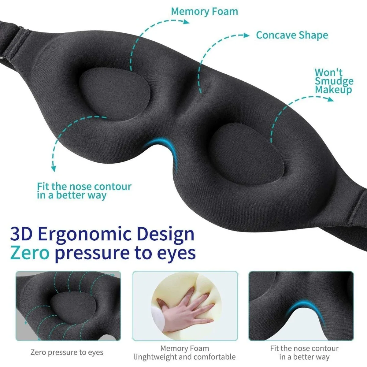 3D Contoured Memory Foam Sleep Eye Mask - Image 6