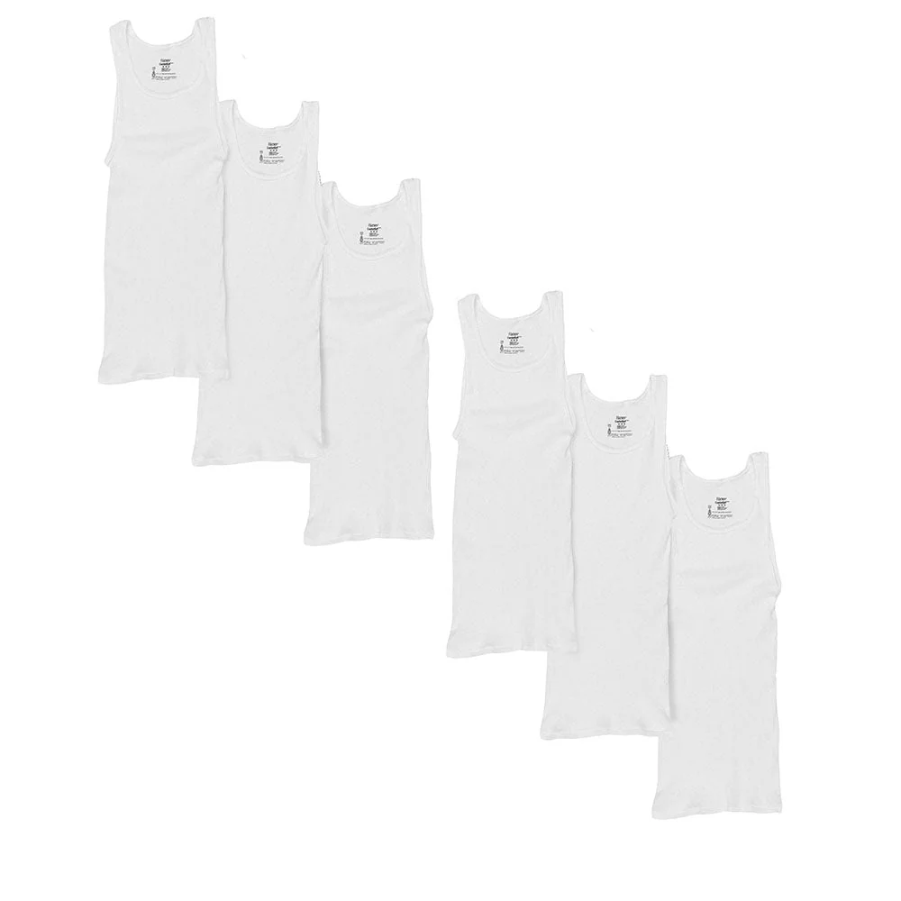 6-Pack Hanes Men's ComfortSoft 100% Cotton Tagless Undershirt- Tank, V-Neck, Crew - Image 3