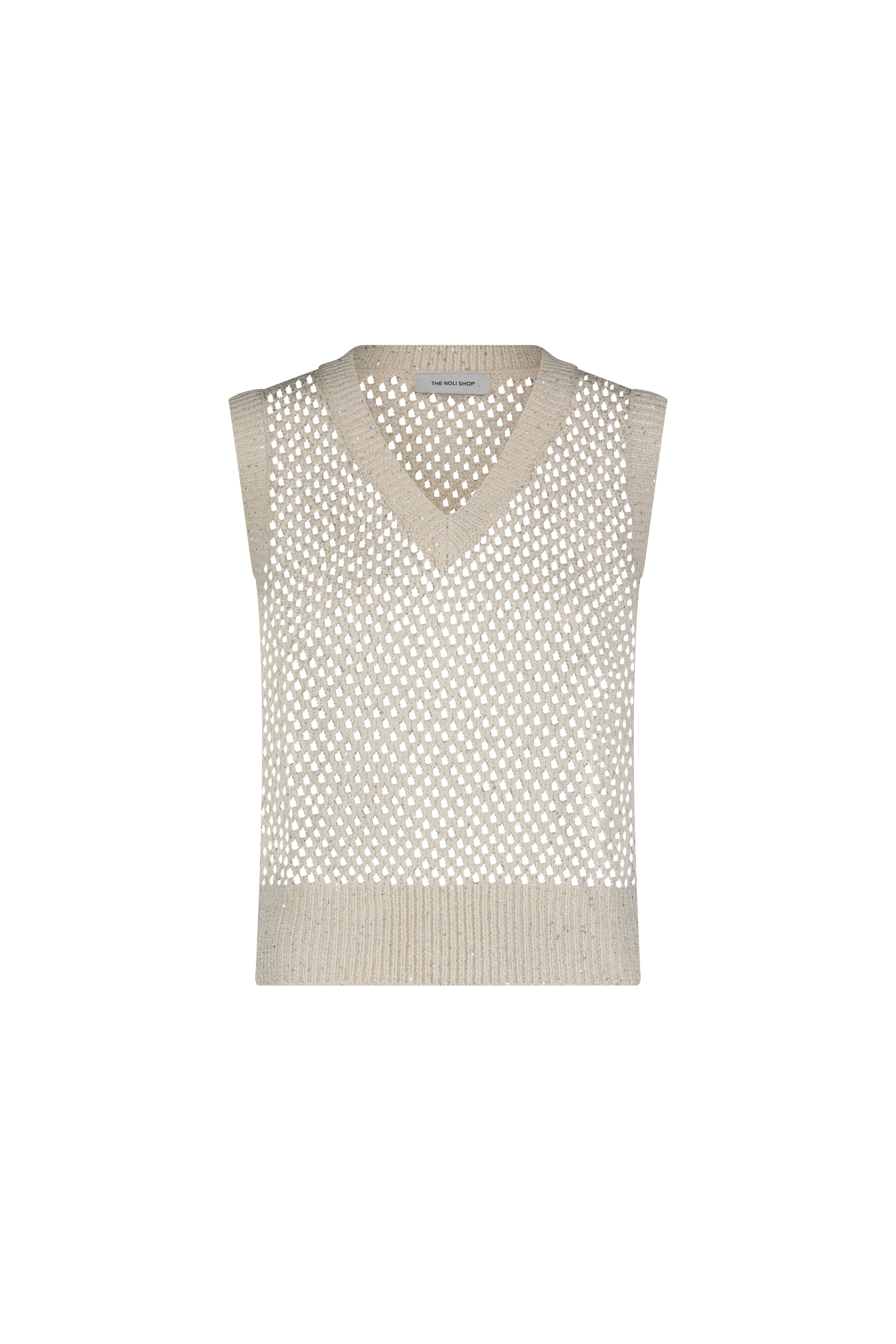 Addison Sequin Crochet Top - Pearl - Image 5