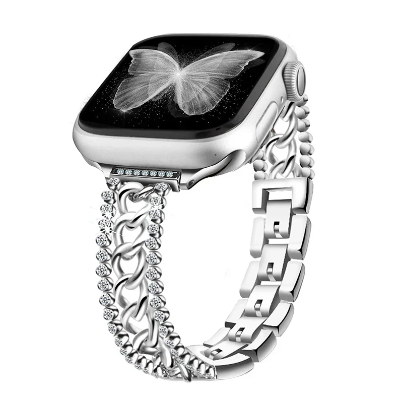 Apple Watch Chain Diamond Band - Rhinestone Loop Strap - Image 10