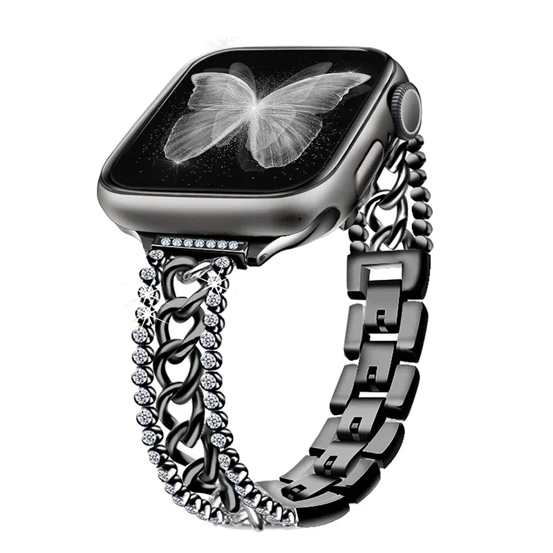Apple Watch Chain Diamond Band - Rhinestone Loop Strap - Image 6