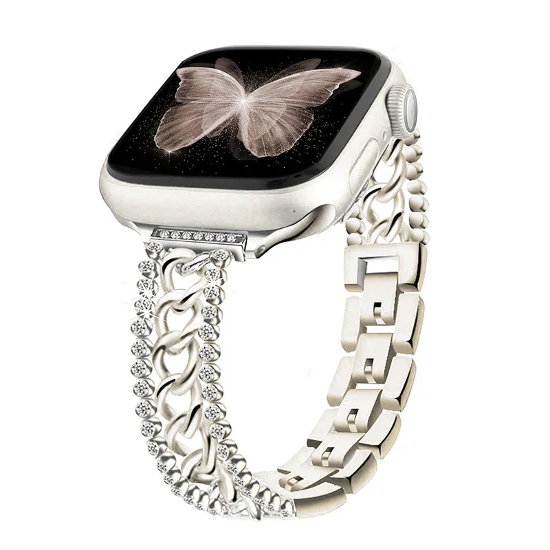 Apple Watch Chain Diamond Band - Rhinestone Loop Strap - Image 9