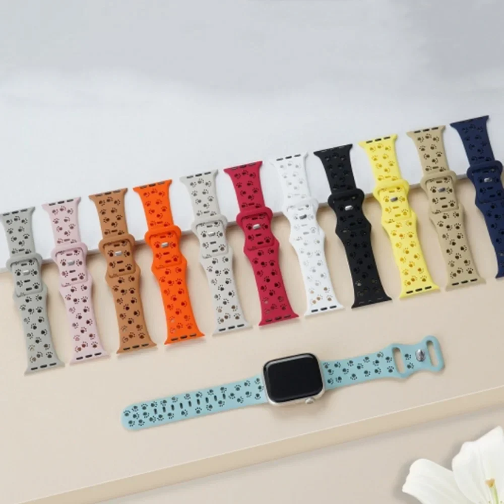 Apple Watch Silicone Strap - Soft Hollow-Out Cat Pattern - Image 4