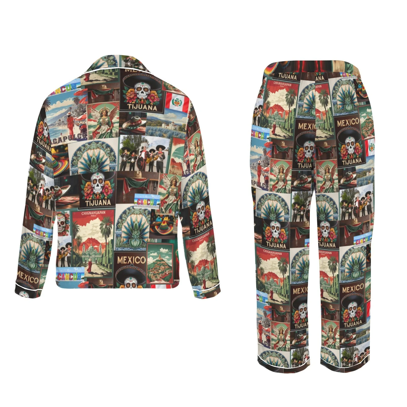 Baha Ranch Colores De Mexico Destination Mexico Satin Pajamas - Image 5