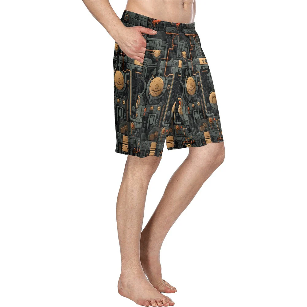Baha Ranch Cyber Digital Gaming Men's Beach Board Swim Shorts - Image 2