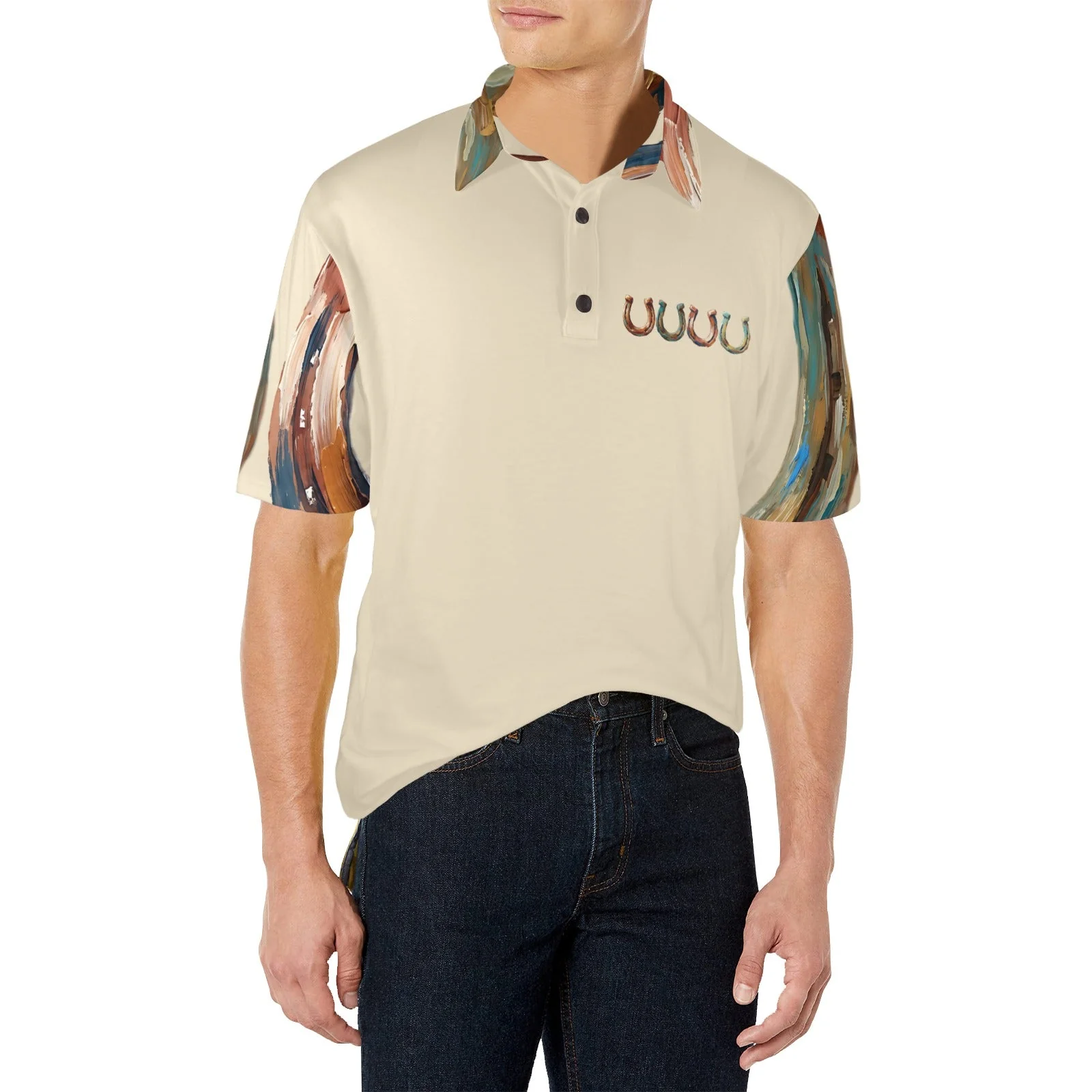 Baha Ranch Painted Horseshoe Polo Shirt - Image 3