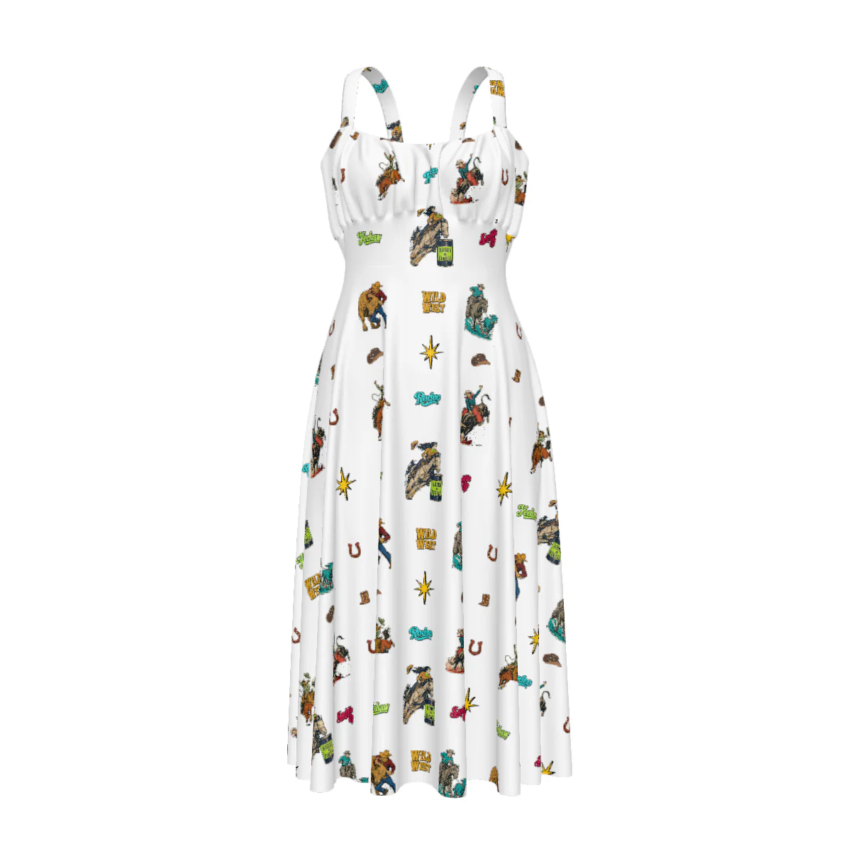 Baha Ranch The Last Roundup Western Rodeo Prairie Dress in White - Image 3