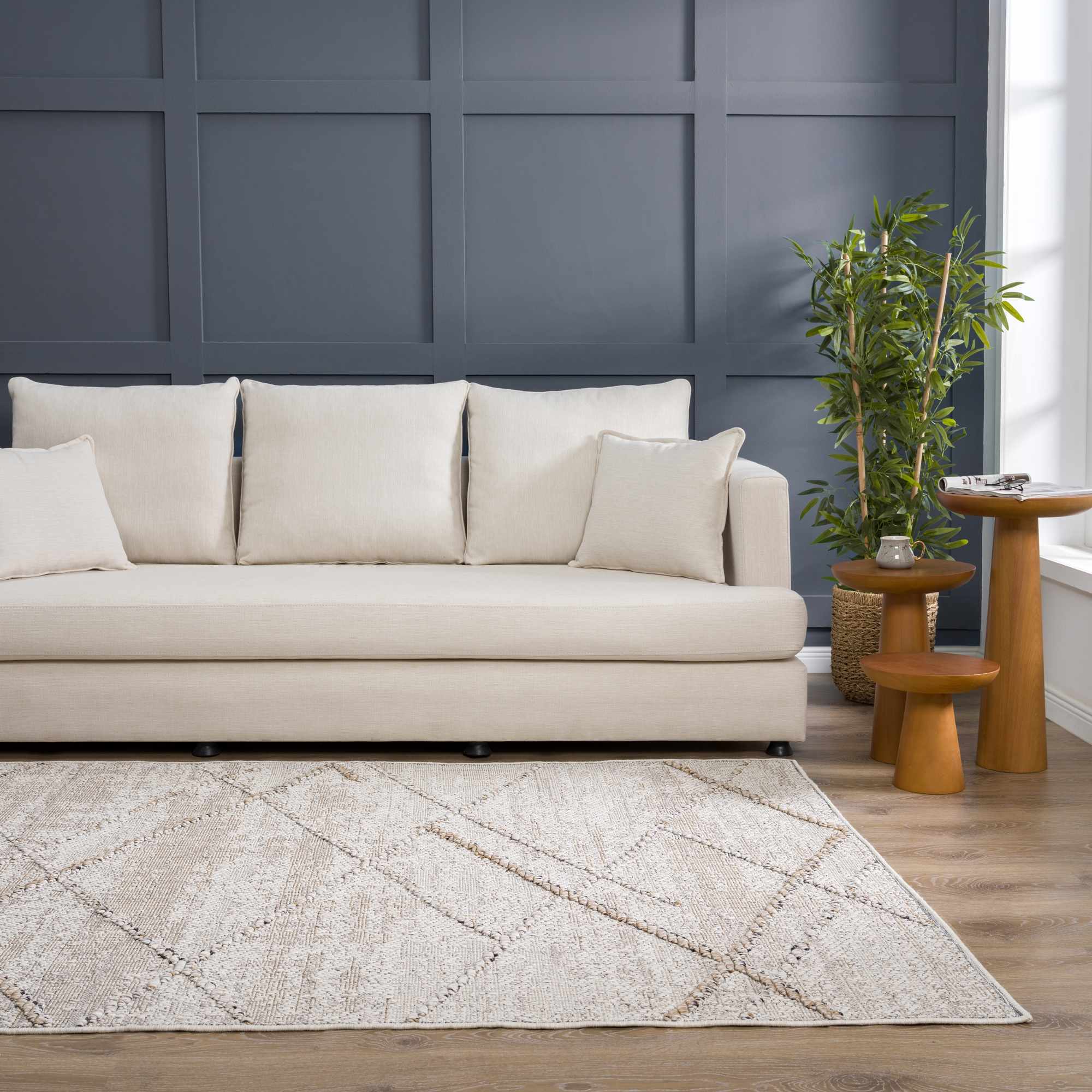 Baqer Bone & Tan Textured Performance Outdoor Rug - Clearance - Image 11