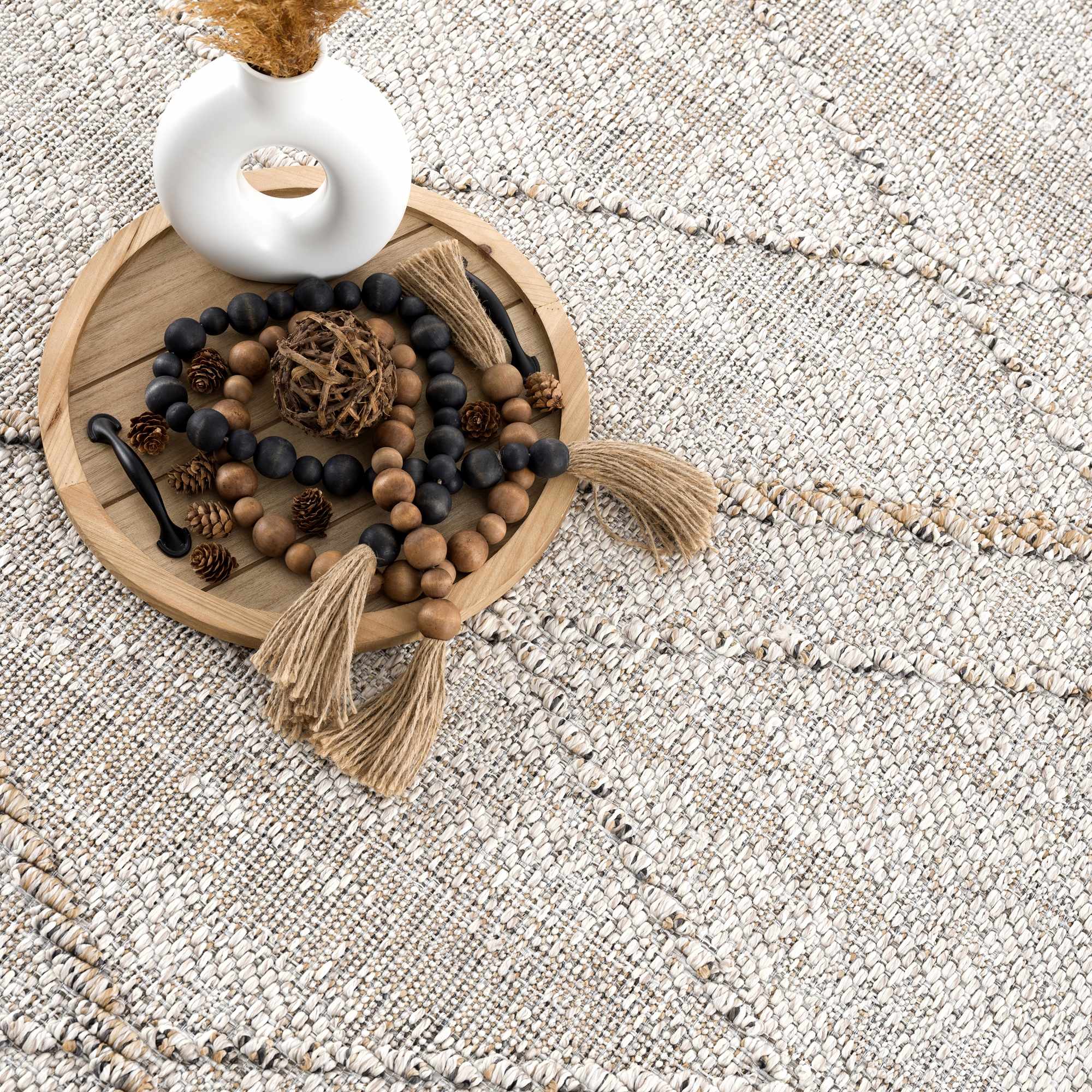 Baqer Bone & Tan Textured Performance Outdoor Rug - Clearance - Image 13