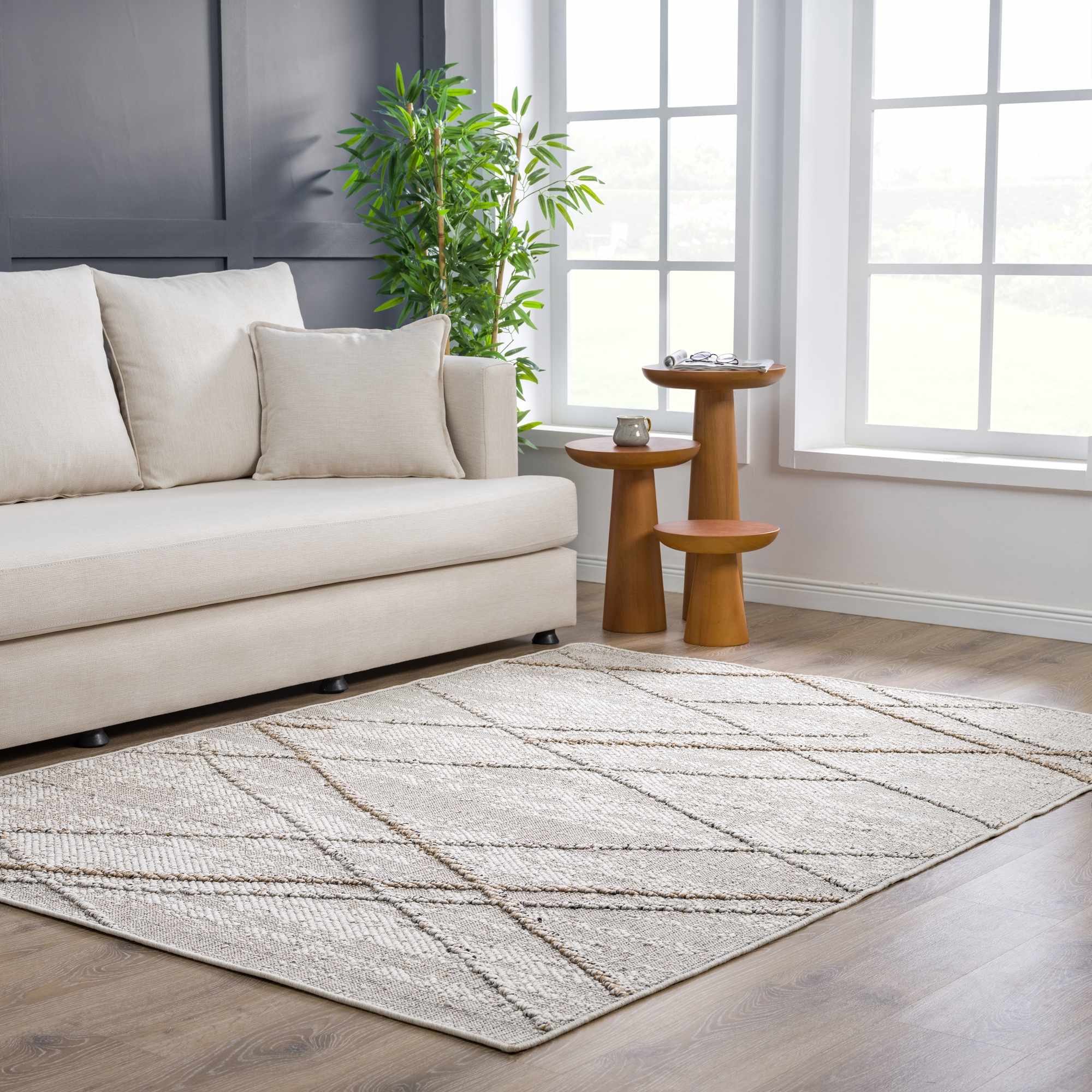 Baqer Bone & Tan Textured Performance Outdoor Rug - Clearance - Image 15