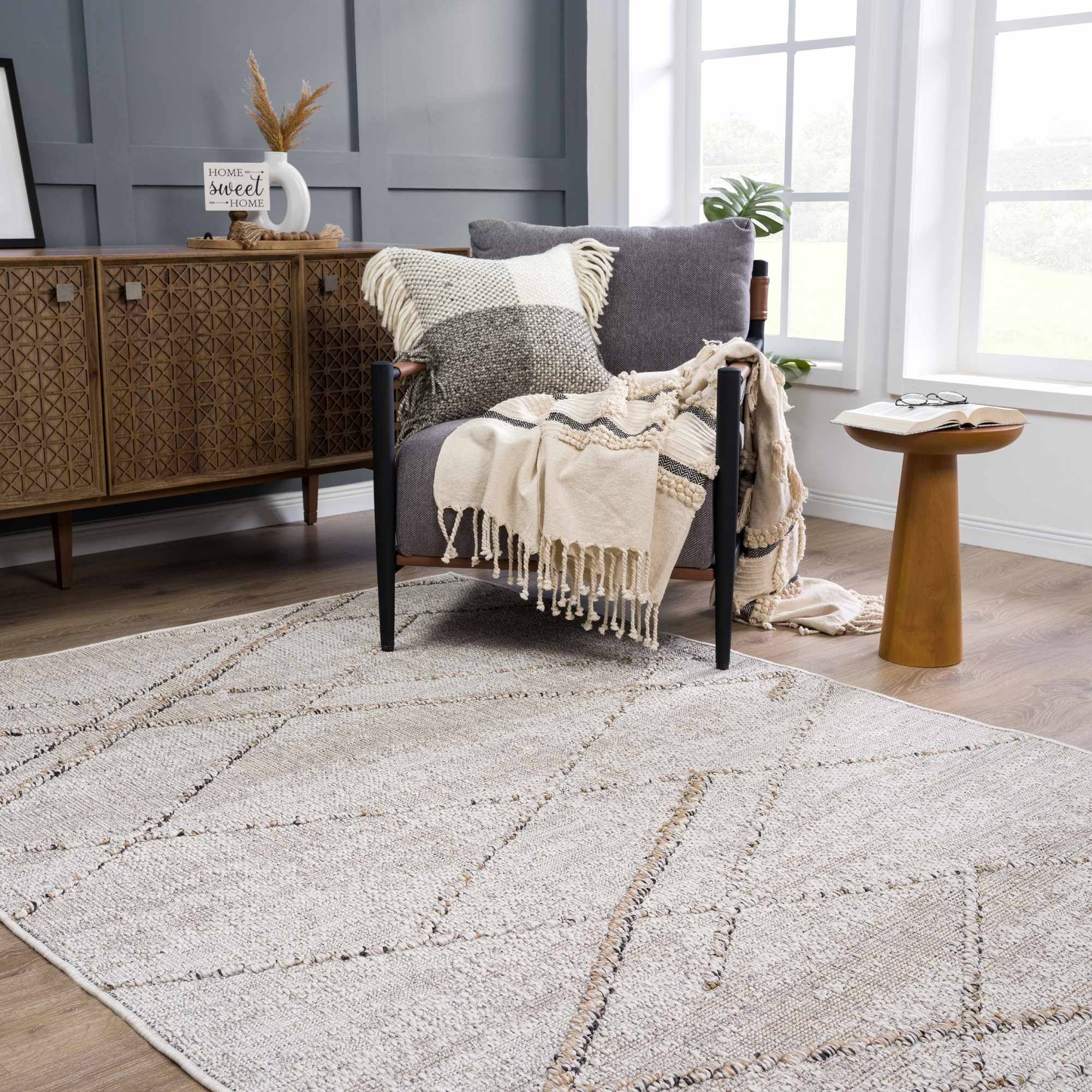 Baqer Bone & Tan Textured Performance Outdoor Rug - Clearance - Image 17