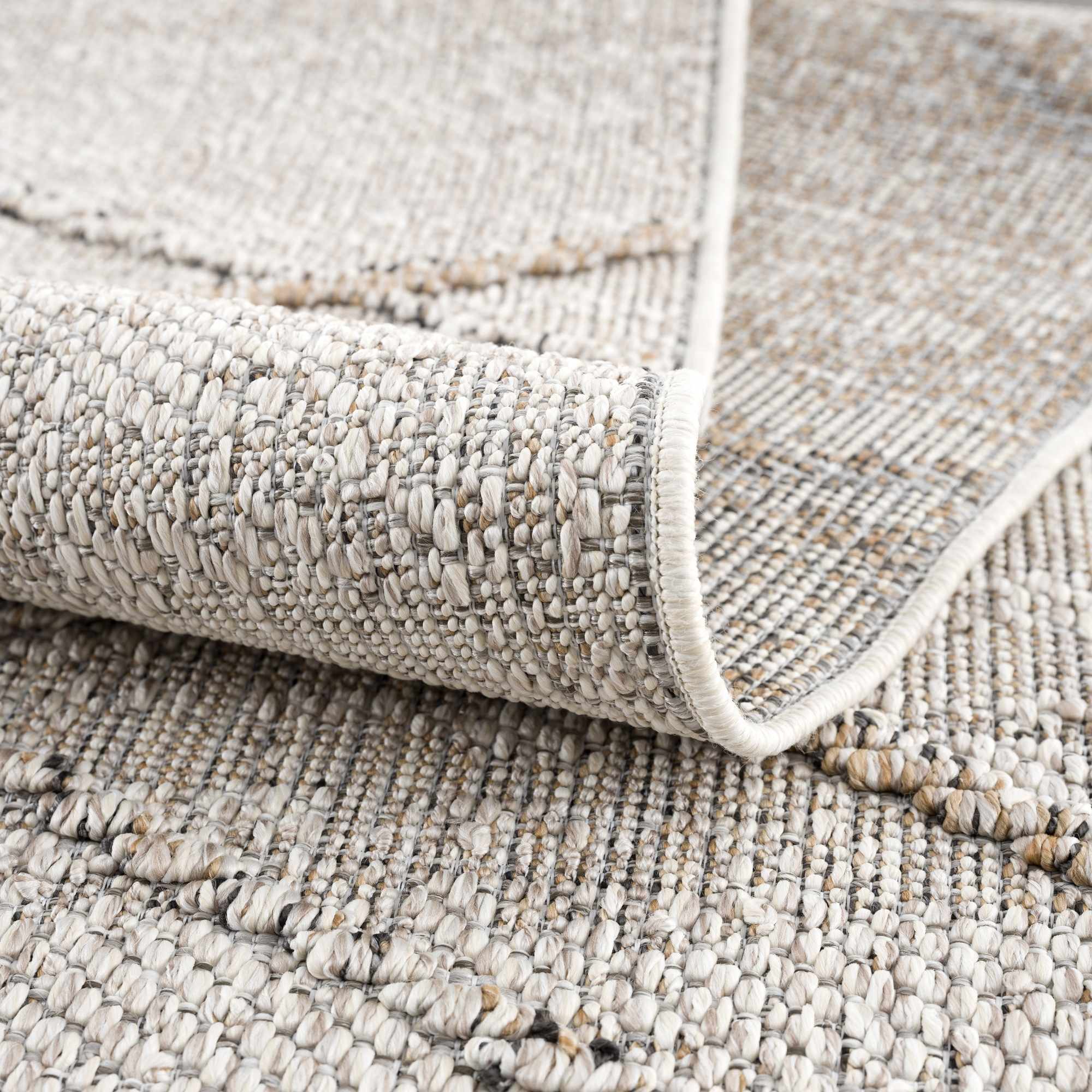 Baqer Bone & Tan Textured Performance Outdoor Rug - Clearance - Image 19