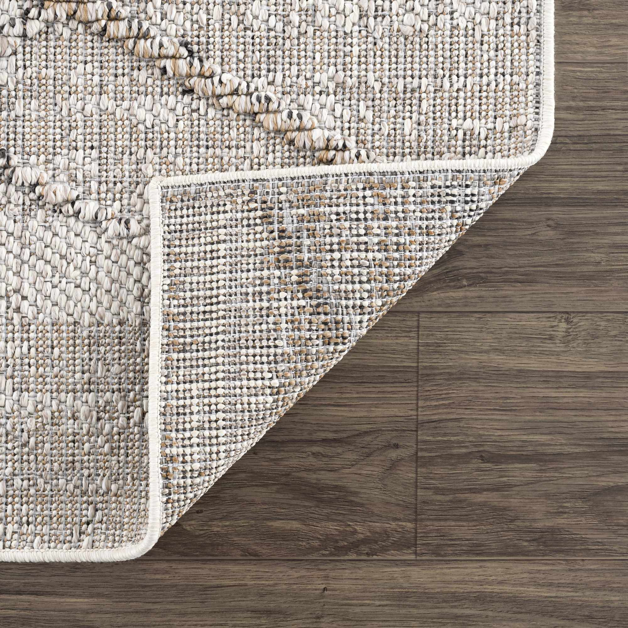 Baqer Bone & Tan Textured Performance Outdoor Rug - Clearance - Image 6