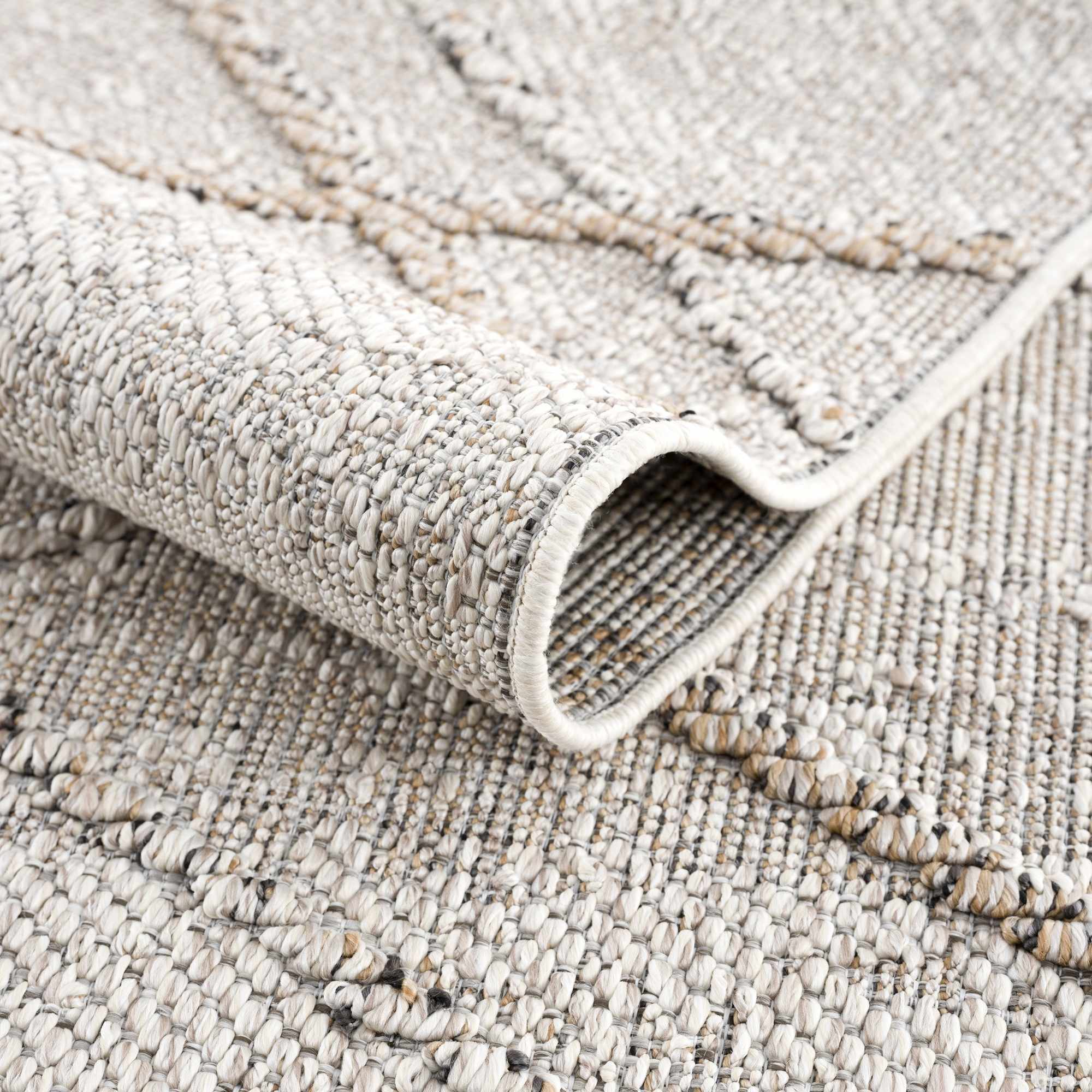 Baqer Bone & Tan Textured Performance Outdoor Rug - Clearance - Image 7