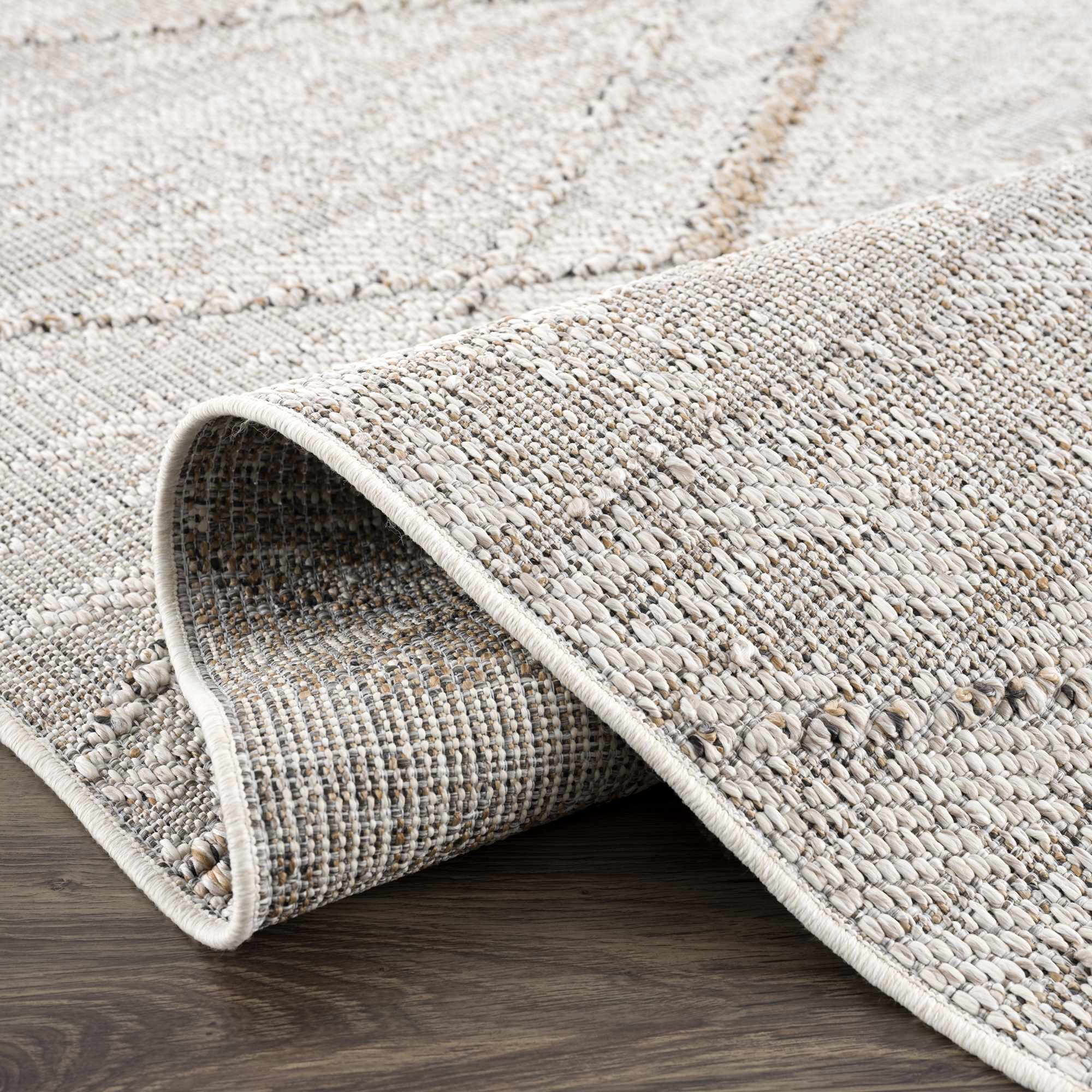 Baqer Bone & Tan Textured Performance Outdoor Rug - Clearance - Image 8