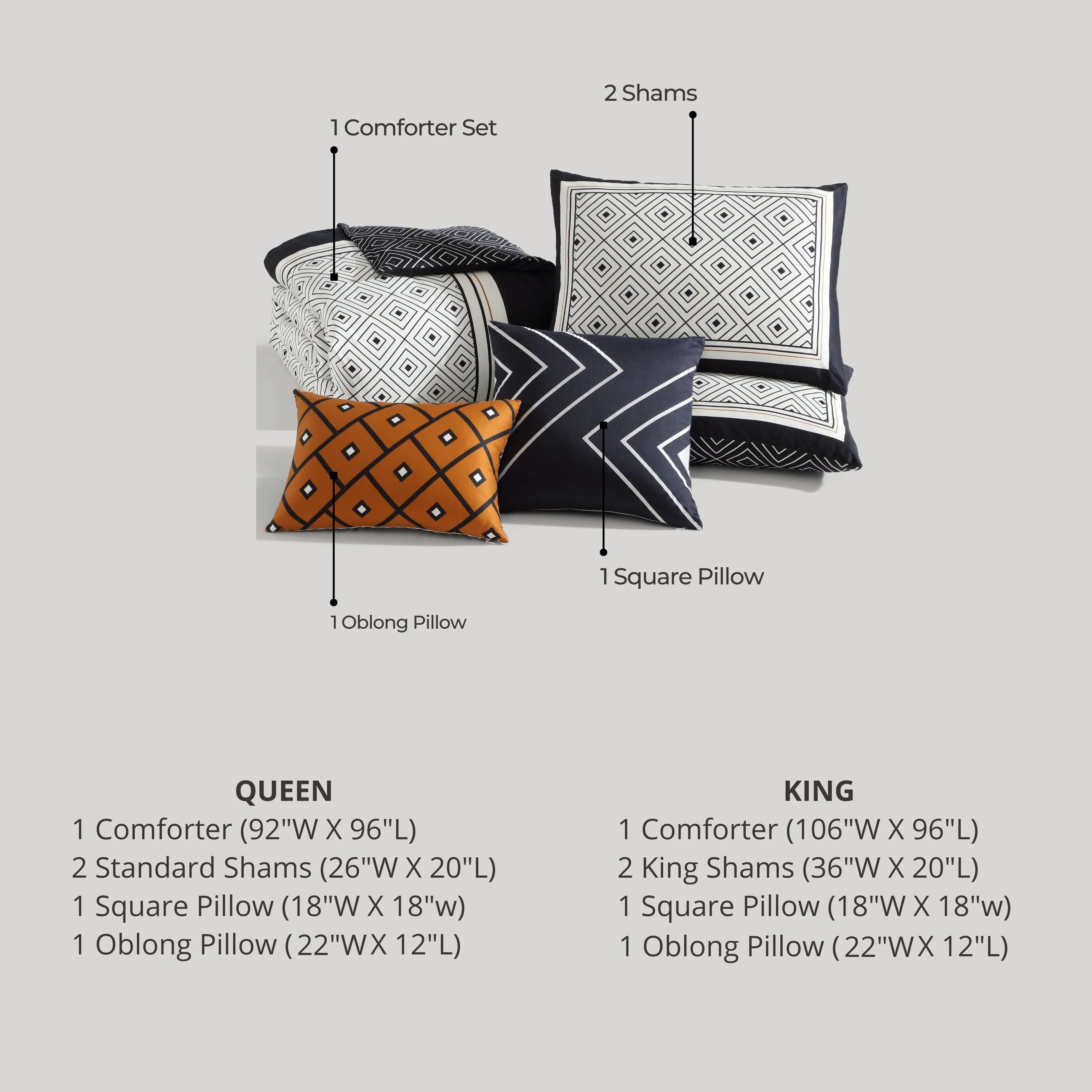 Bebejan Geometric Black & White 5 Piece Reversible Comforter Set - Image 11