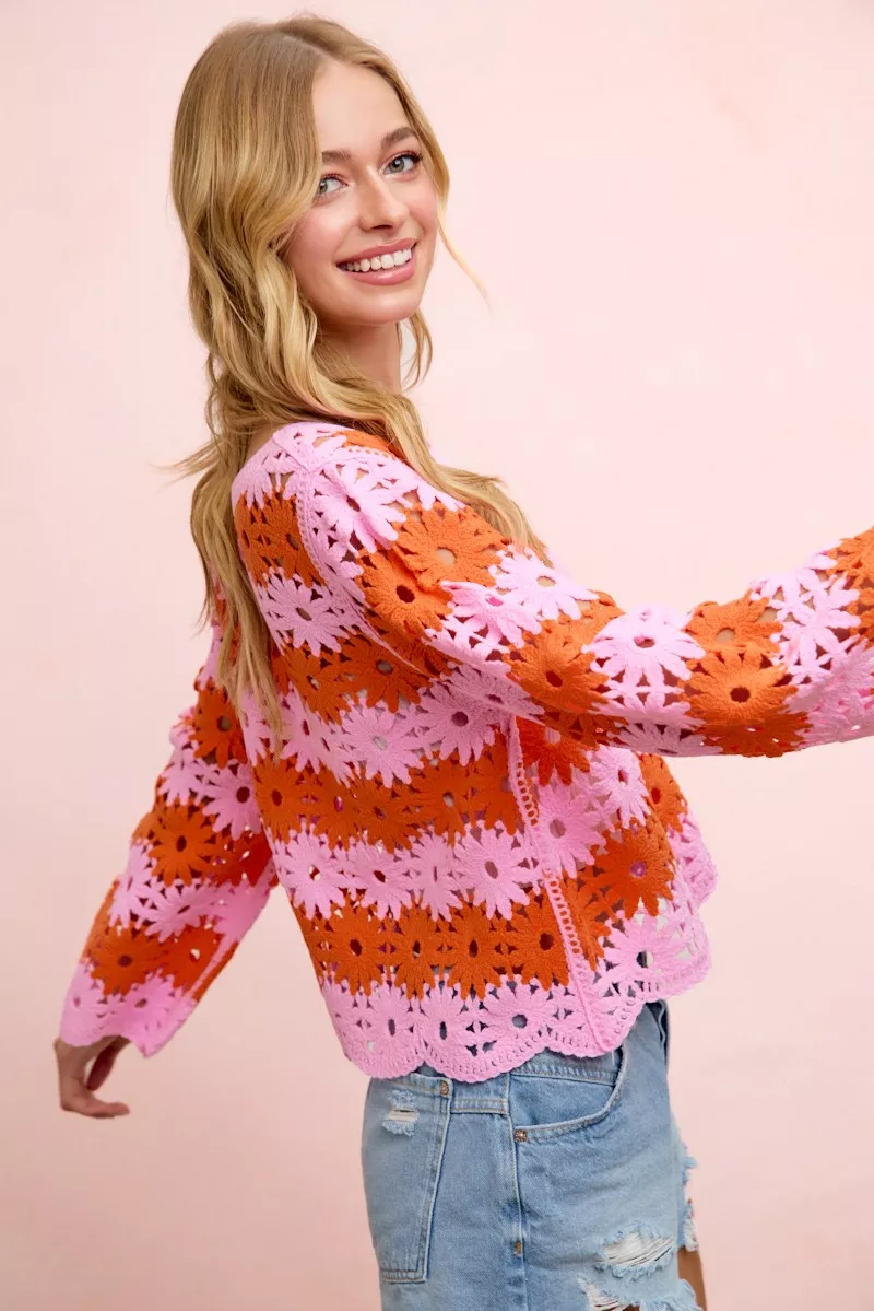 BiBi Flower Crochet Knit Top - Image 2