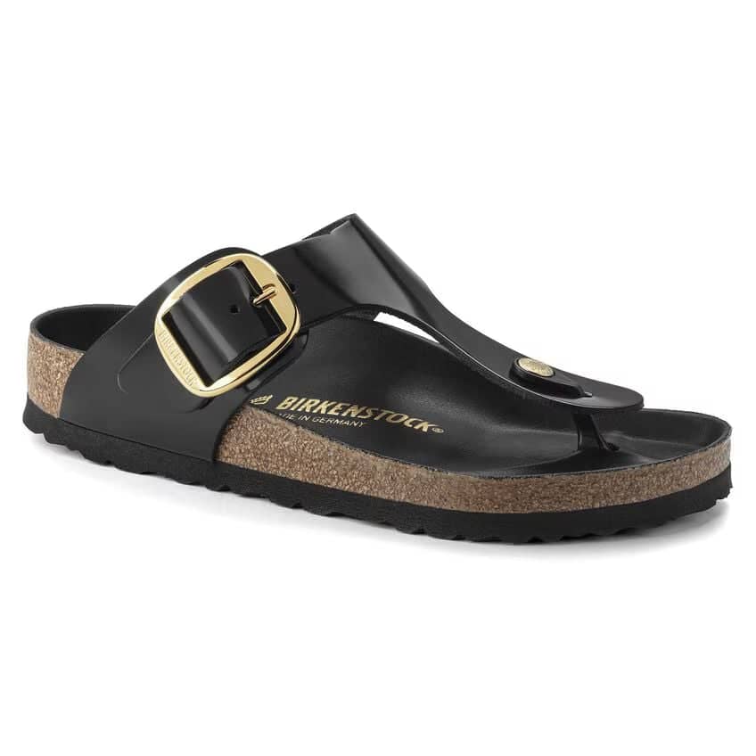 Birkenstock Gizeh Big Buckle Natural Leather Patent High Shine Black - Image 3