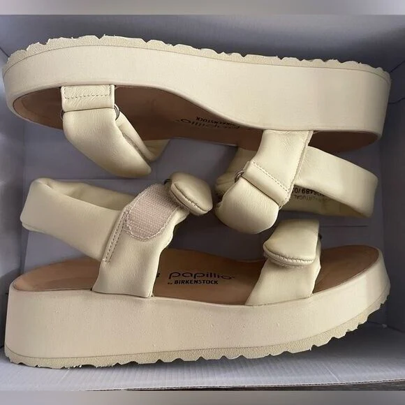 Birkenstock Theda Natural Leather Wedge Sandals Narrow - Image 4