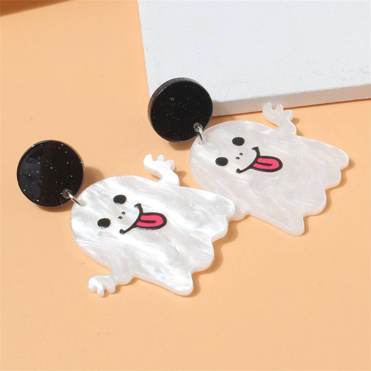 Black & White Ghost Drop Earrings - Image 2