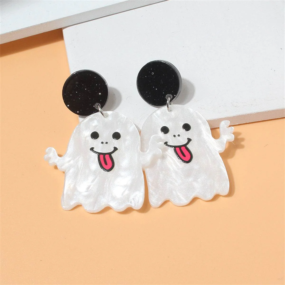 Black & White Ghost Drop Earrings - Image 3