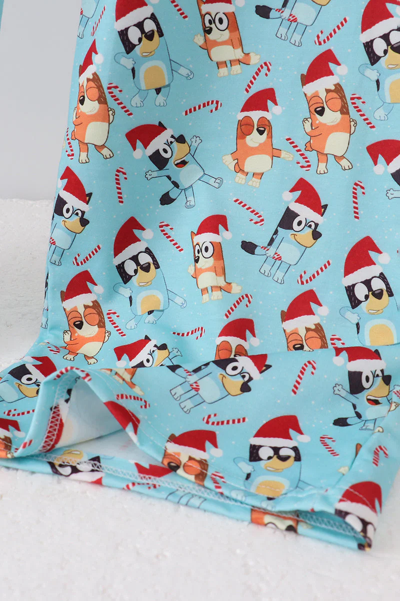 Blue christmas character print dad pajamas pants - Image 3