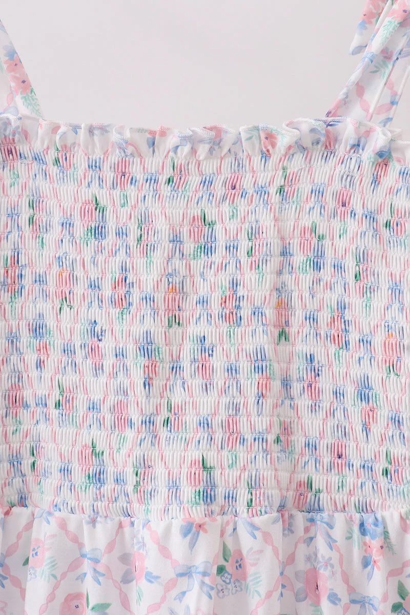 Blue Floral Smocked Mom Dress - Image 2