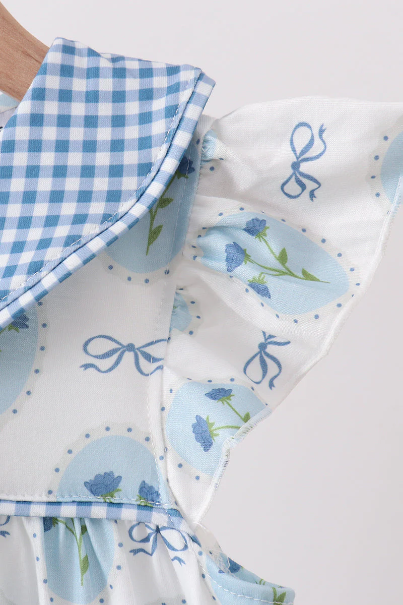 Blue Retro Floral Dress - Image 4