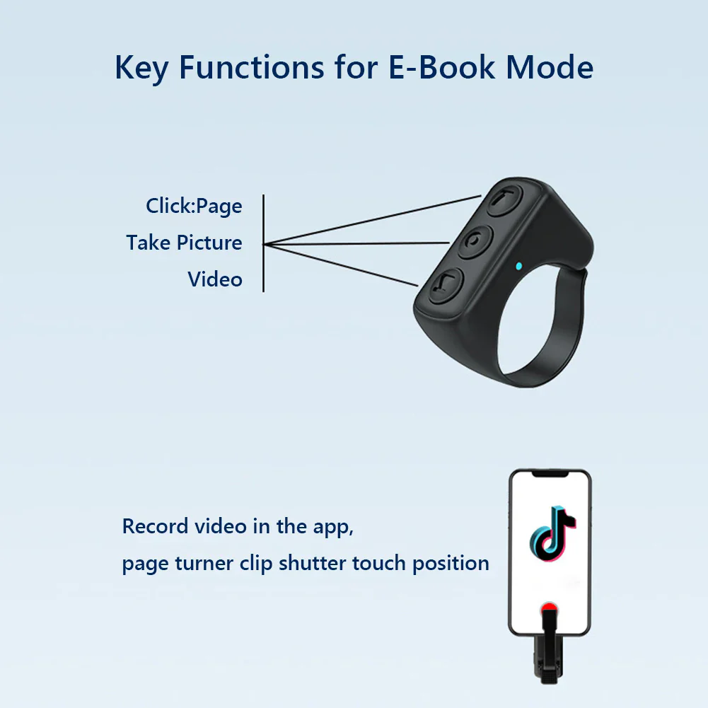 Bluetooth Page Turner & TikTok Scrolling Ring – Hands-Free Remote for Kindle, iPhone, Android – E-Reader Accessory, Selfie Shutter, Volume & Video Control - Image 13