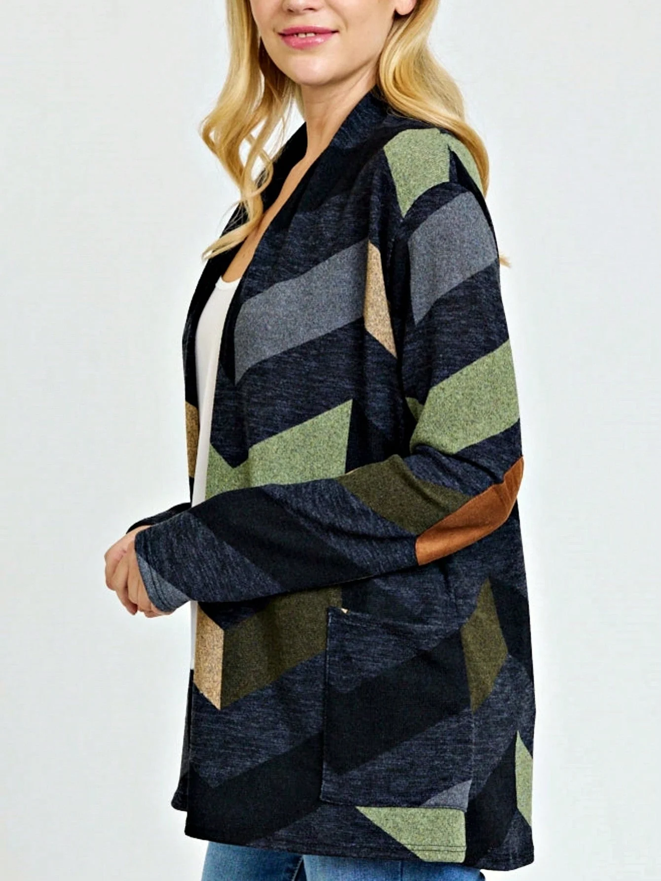 Boho Vintage Plaid Yellow Red Long Sleeve Cardigan With Pockets - Image 3