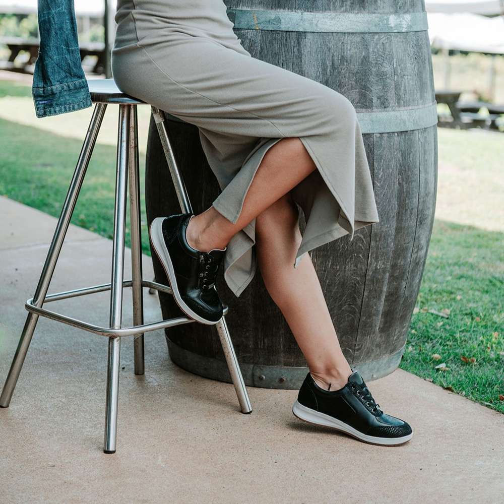 Boston Zip Casual Sneaker - Black Perf - Image 6