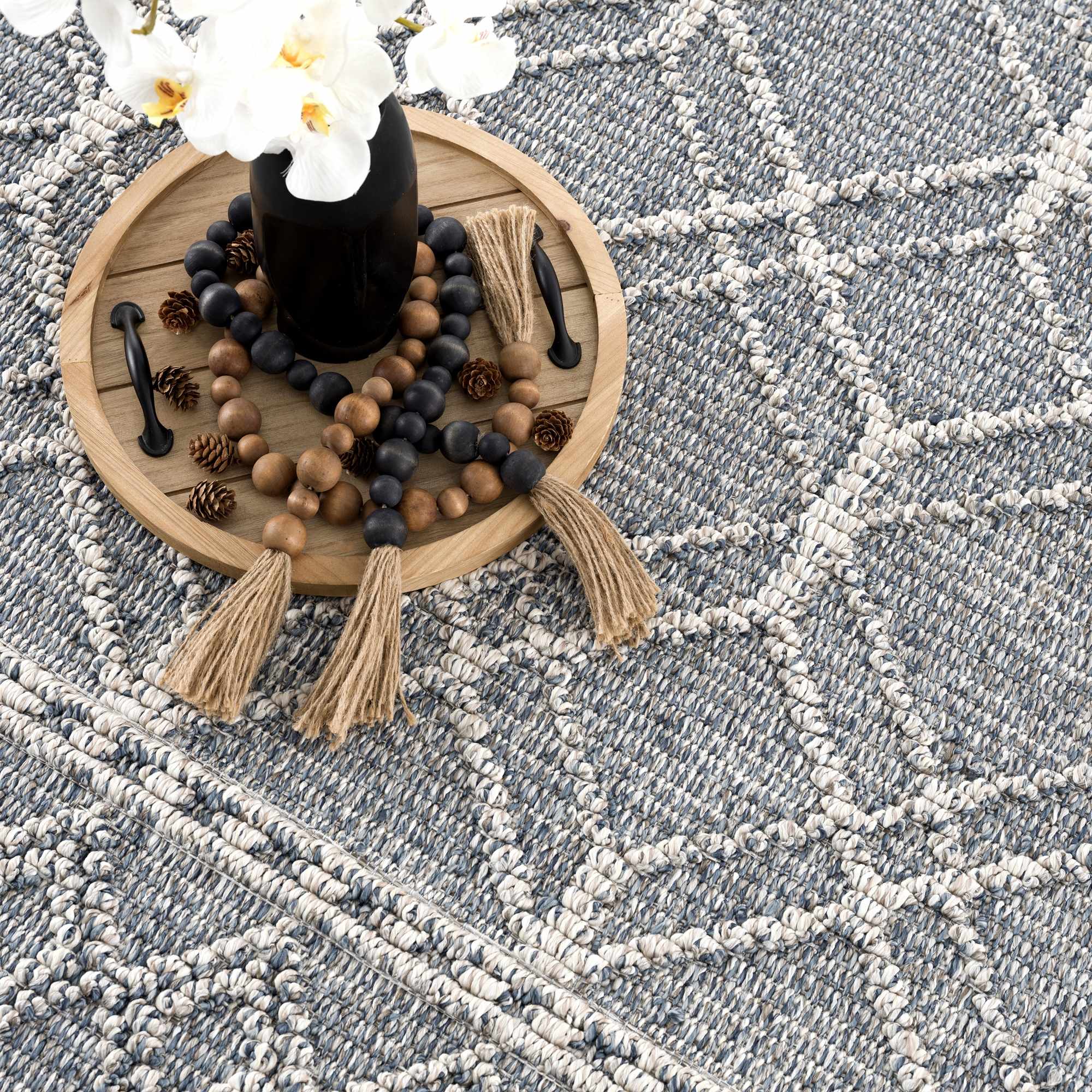 Diah Gray Blue & Bone Outdoor Area Rug - Clearance - Image 12