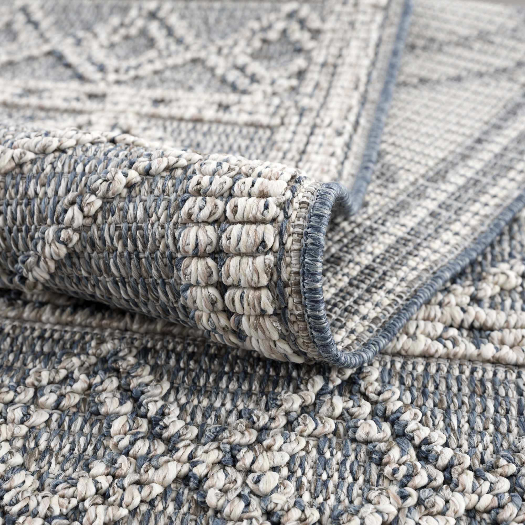 Diah Gray Blue & Bone Outdoor Area Rug - Clearance - Image 16