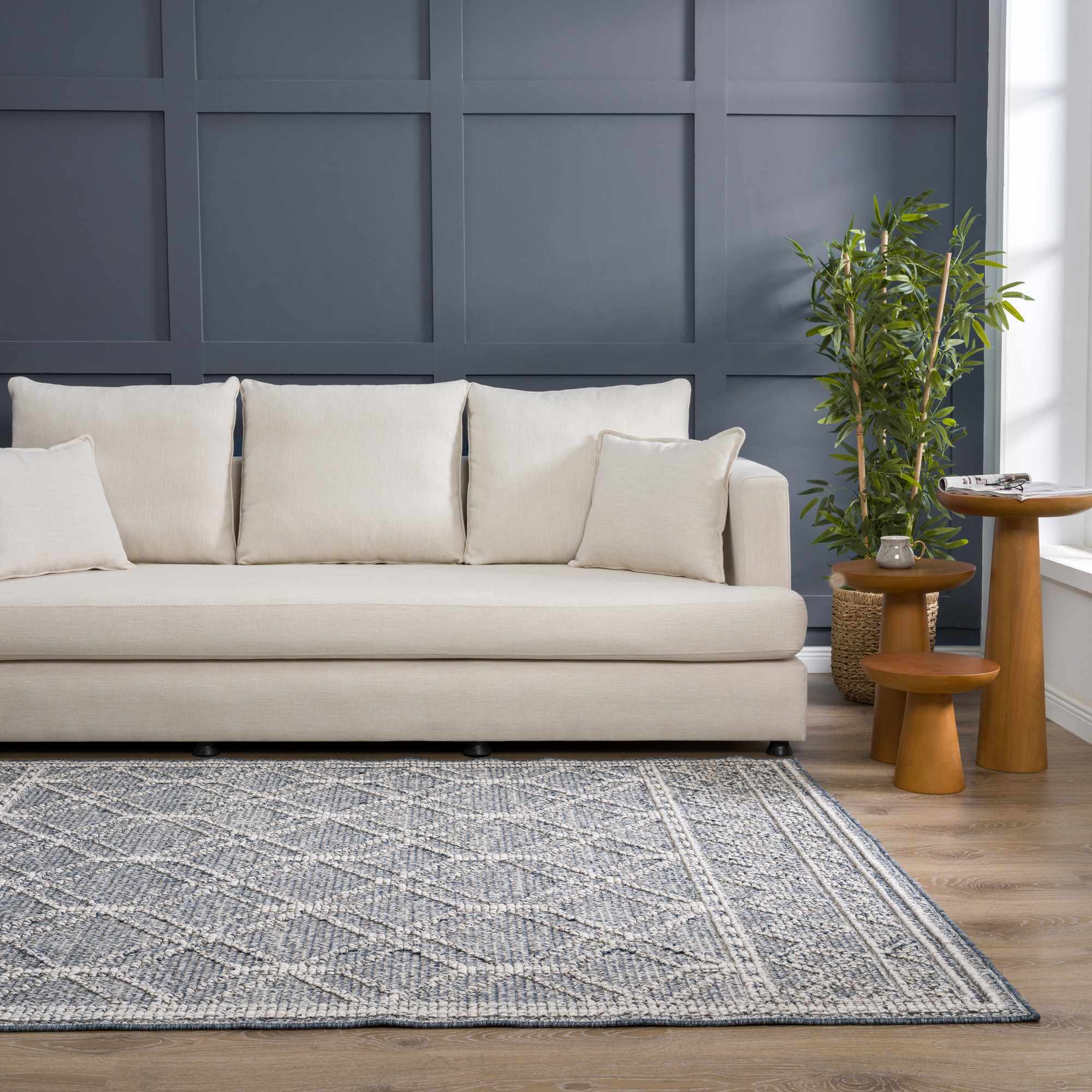 Diah Gray Blue & Bone Outdoor Area Rug - Clearance - Image 4