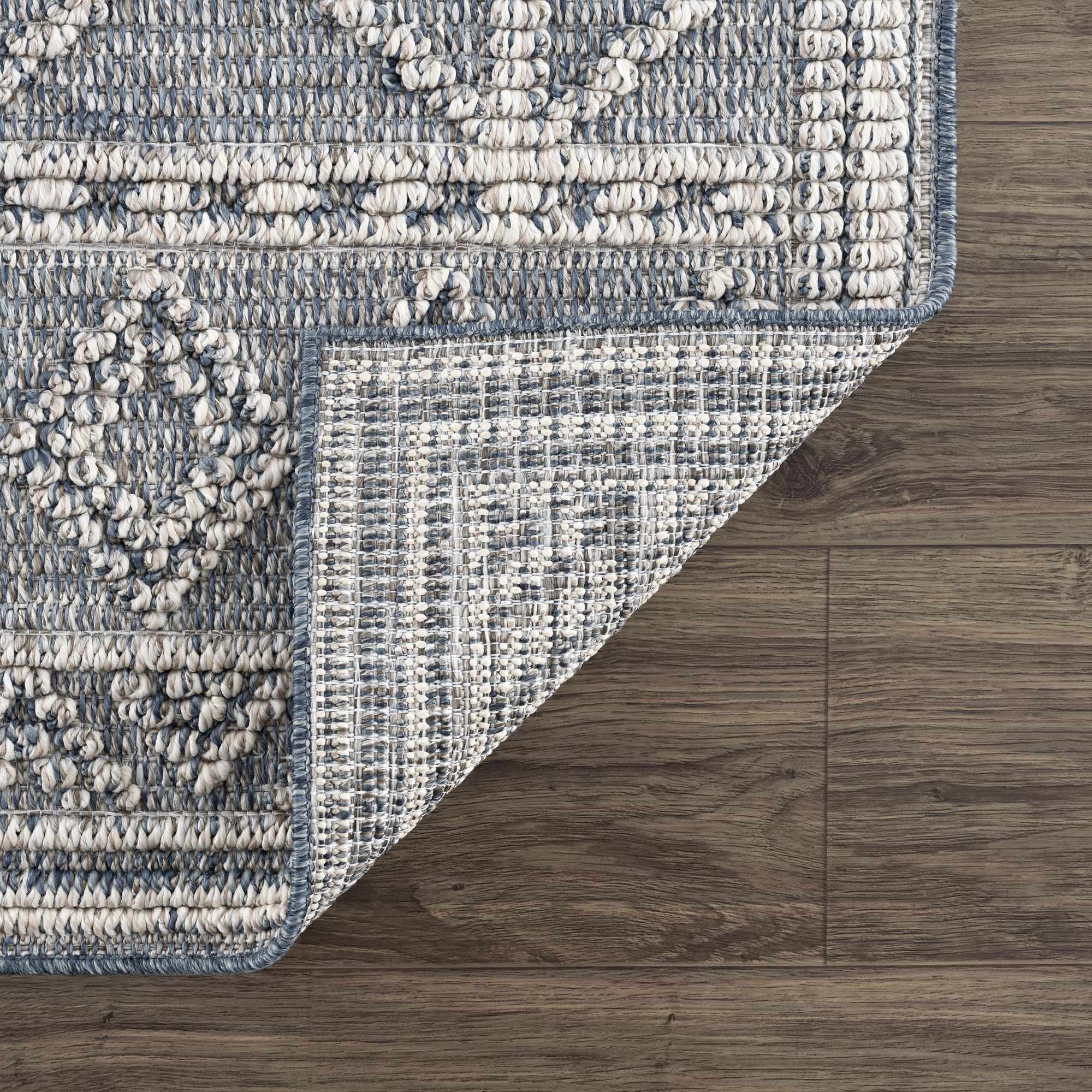 Diah Gray Blue & Bone Outdoor Area Rug - Clearance - Image 5