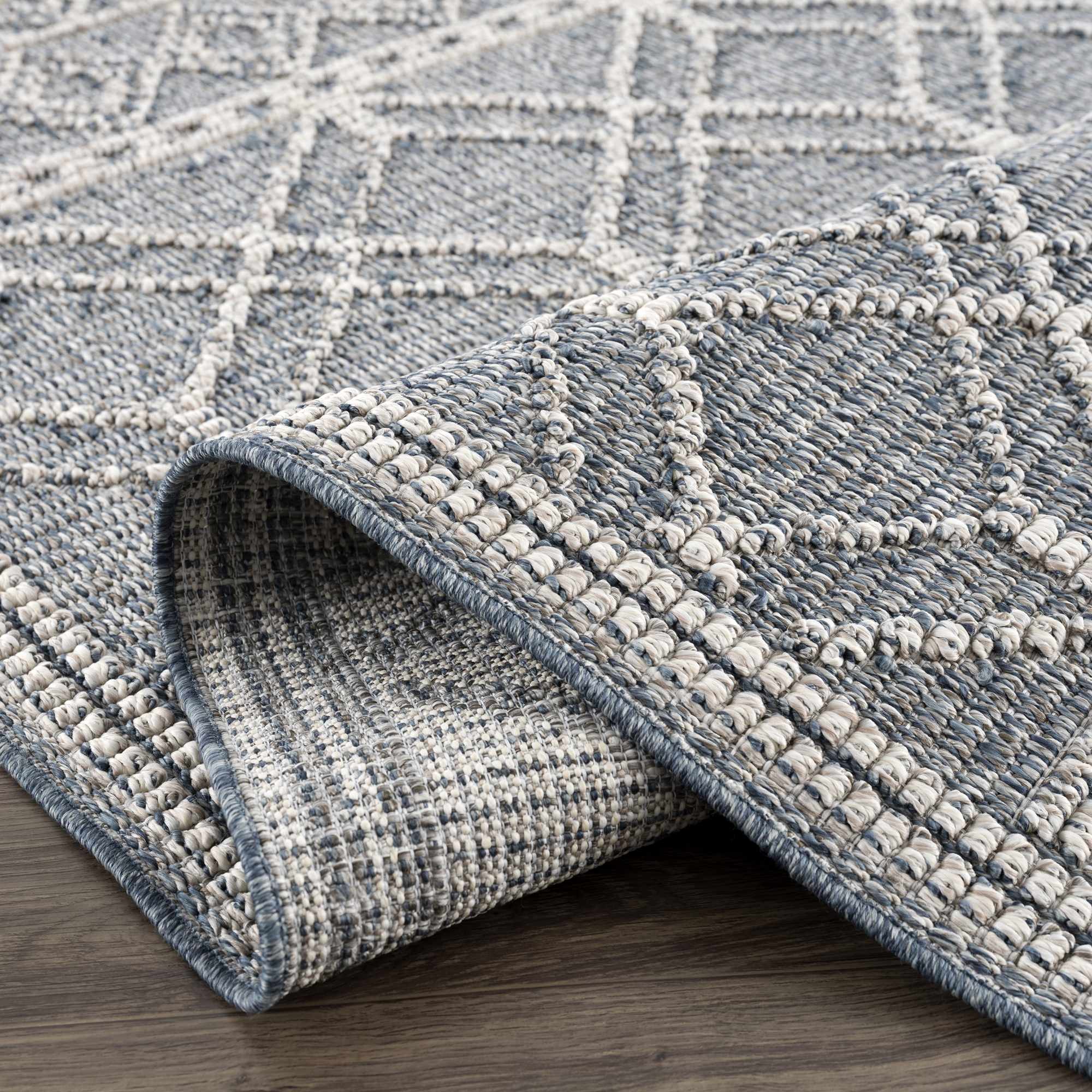 Diah Gray Blue & Bone Outdoor Area Rug - Clearance - Image 7