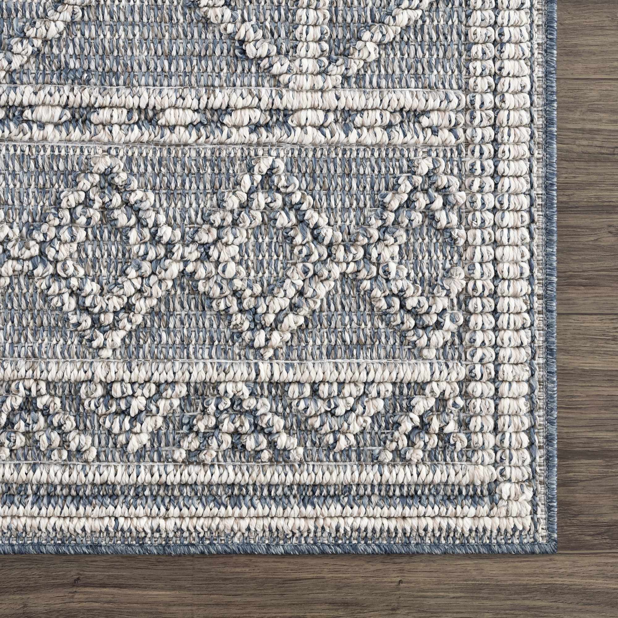 Diah Gray Blue & Bone Outdoor Area Rug - Clearance - Image 8