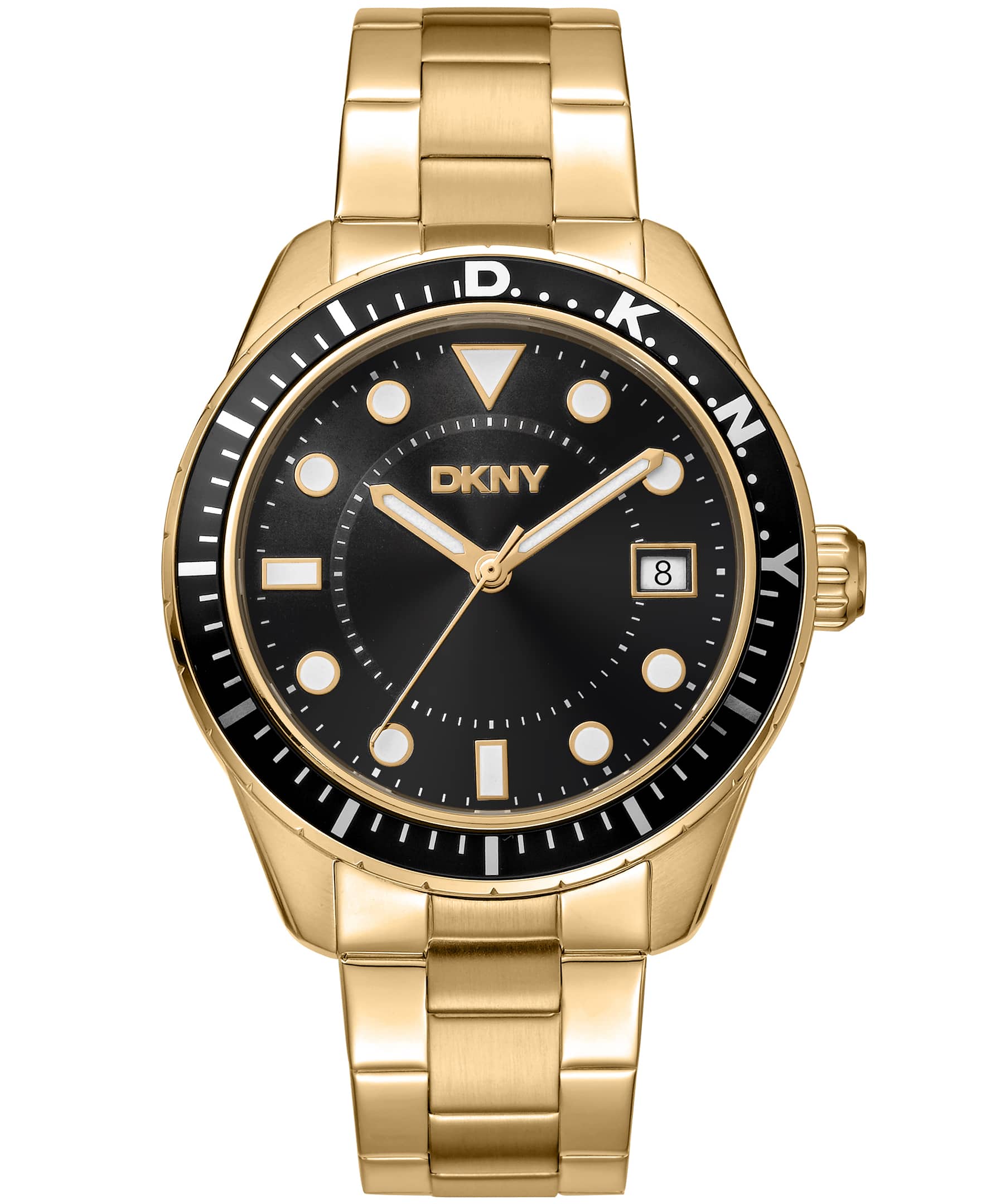 Dkny Men Watch, Gold Color Case, Black Dial, Gold Color Metal Bracelet, 3 Hands Date, 10 Atm - Image 3