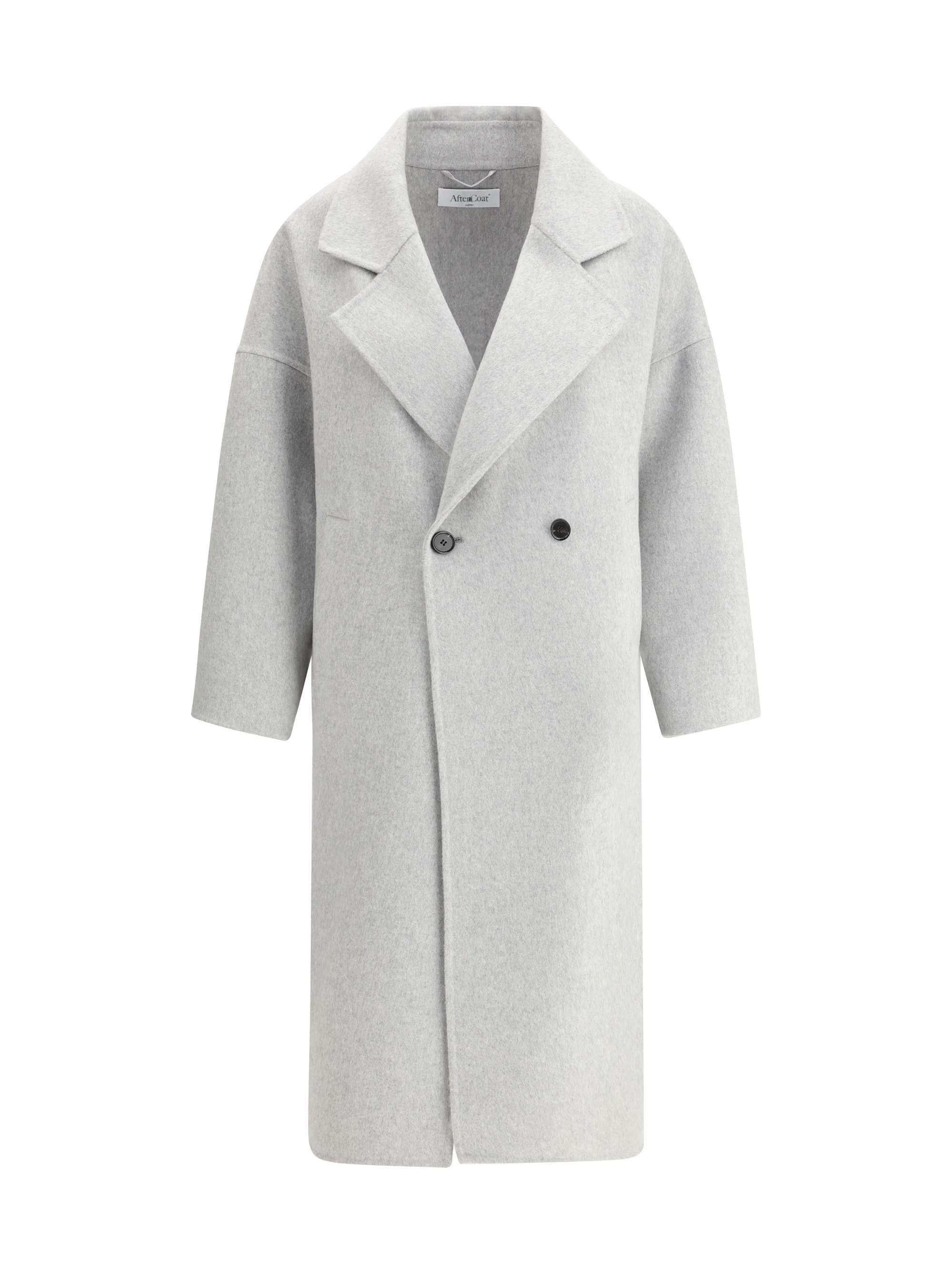 Double-Breasted Long Coat Light Grey Melange