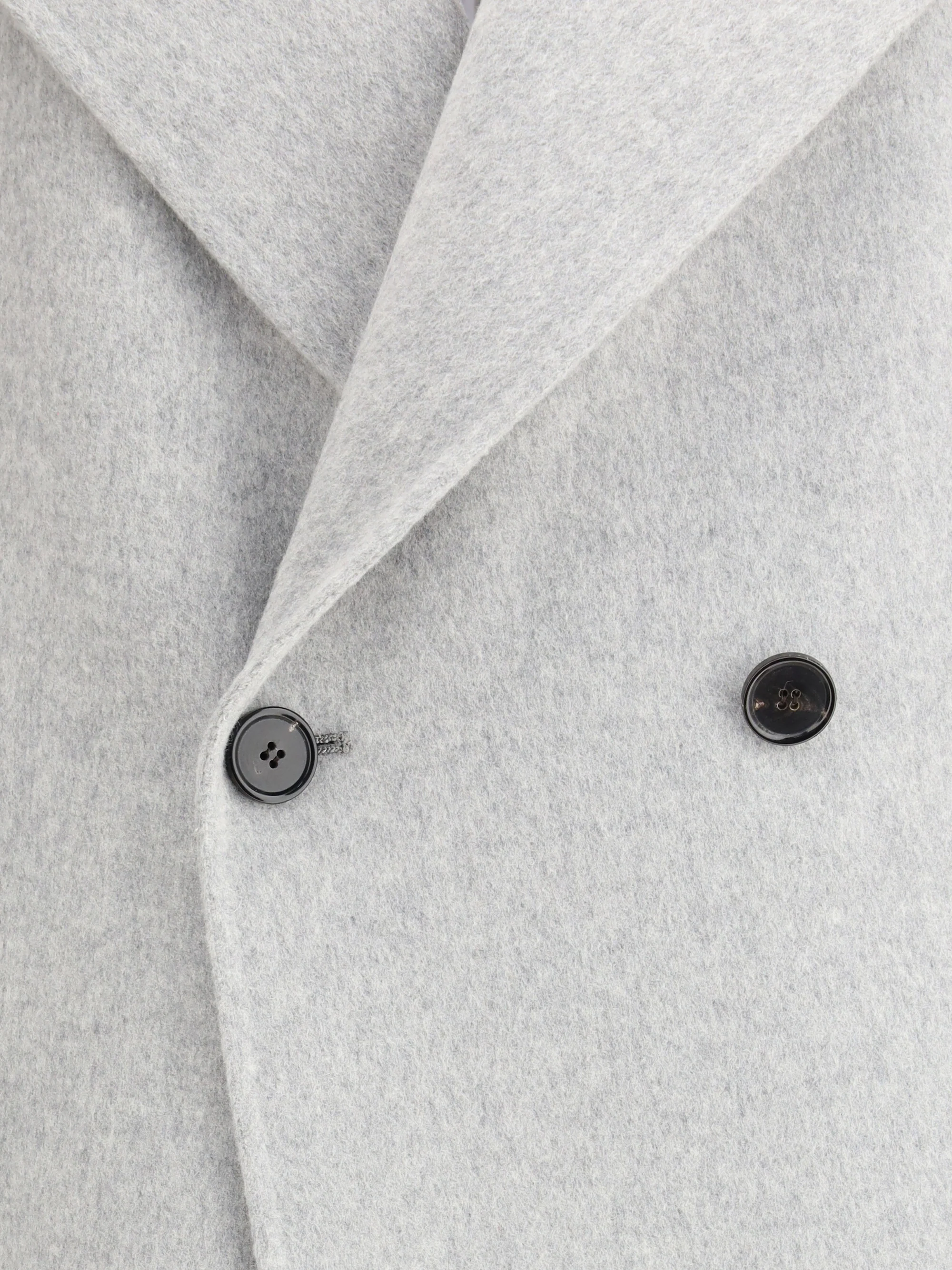 Double-Breasted Long Coat Light Grey Melange - Image 3