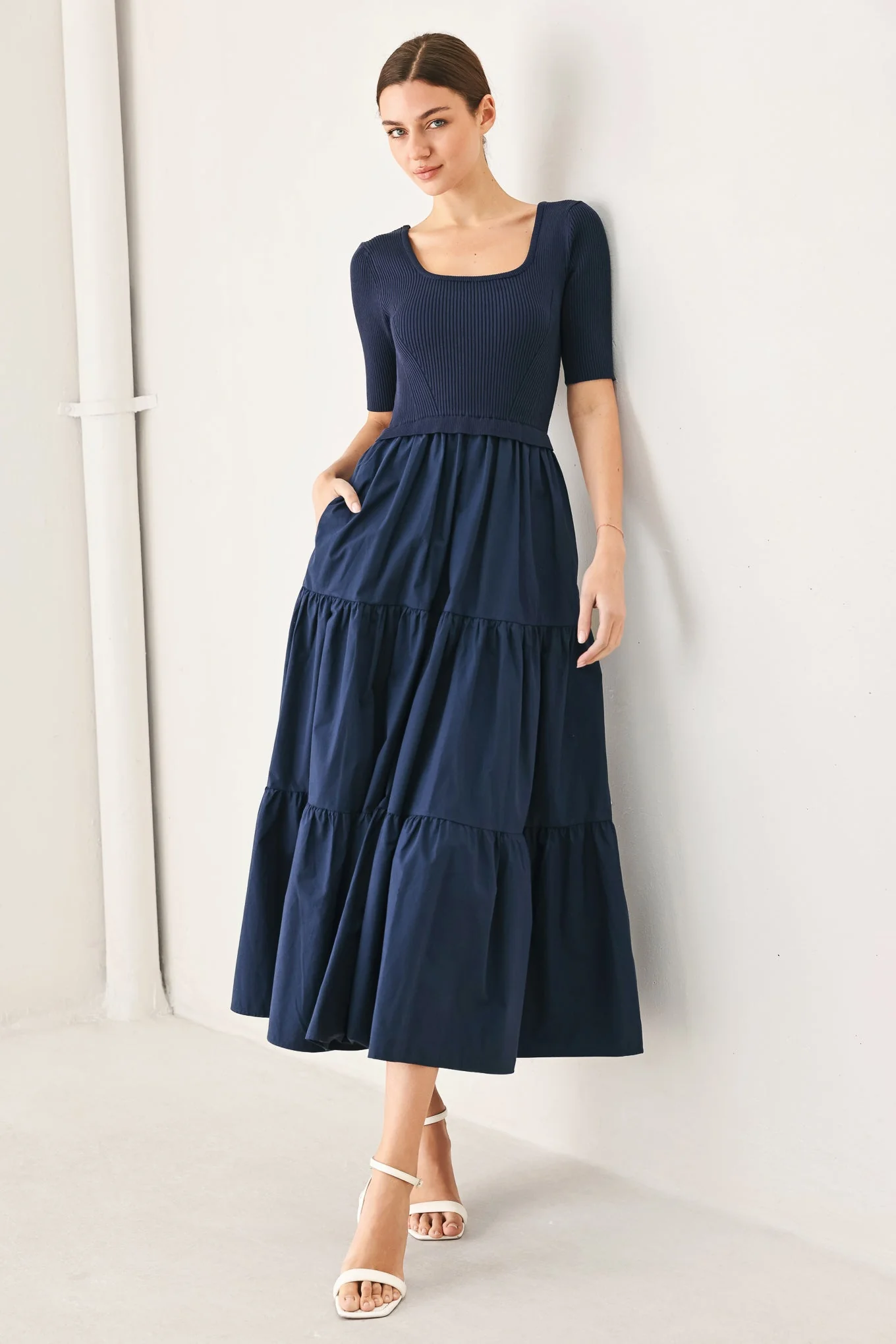 Elegant Era Sweater Knit Midi Dress