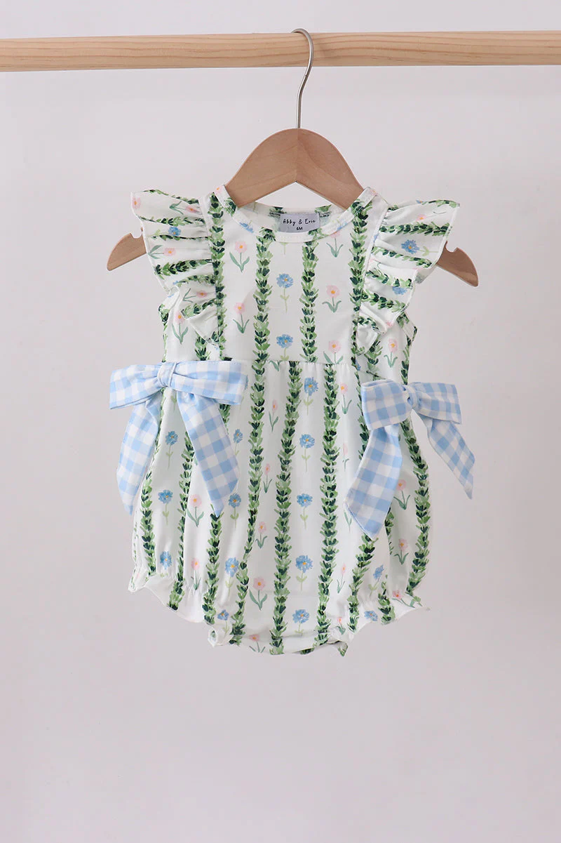 Green Floral Ruffle Bubble