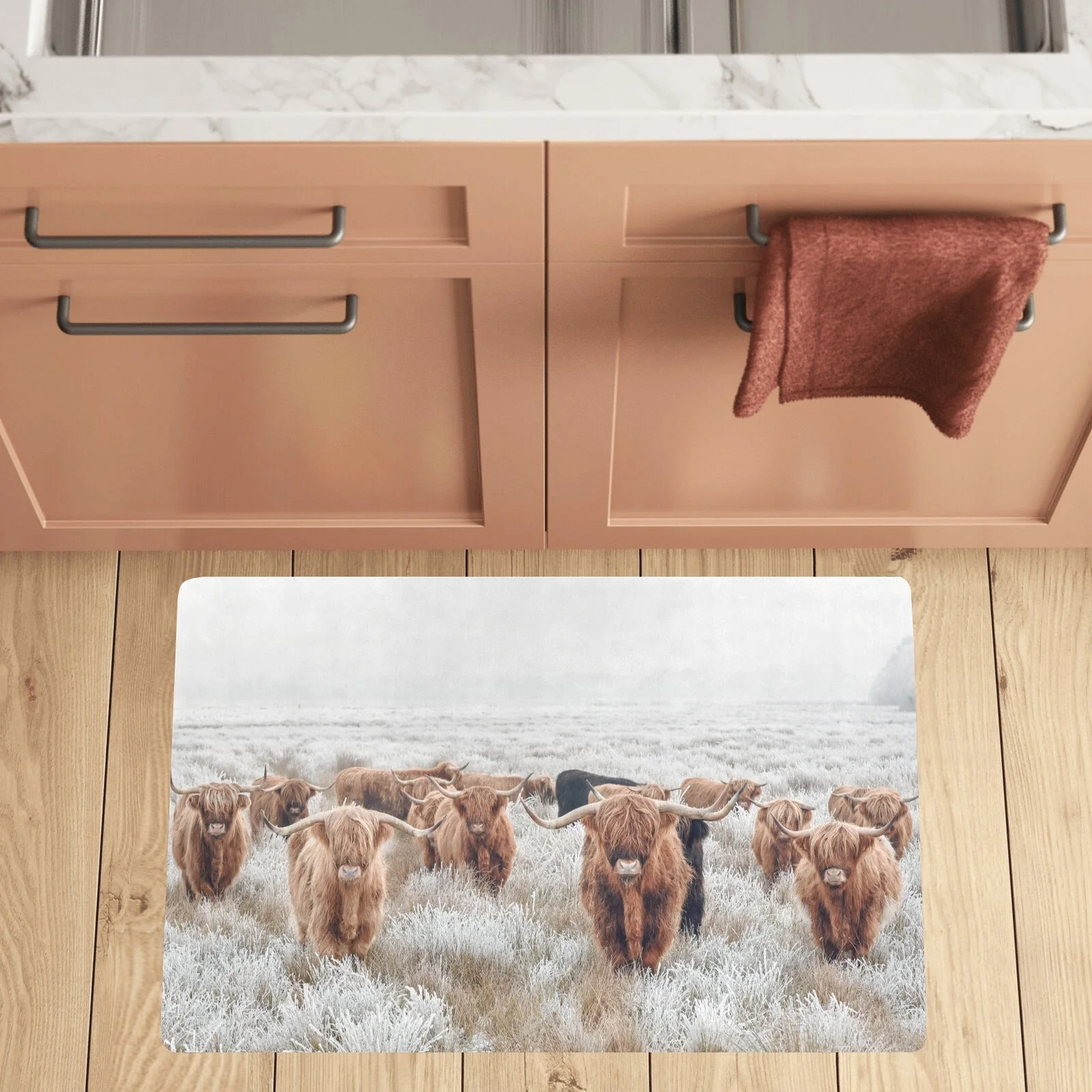 Highland Cow Herd Floor Mat Kitchen Mat 32"x20" Made in America - Image 2