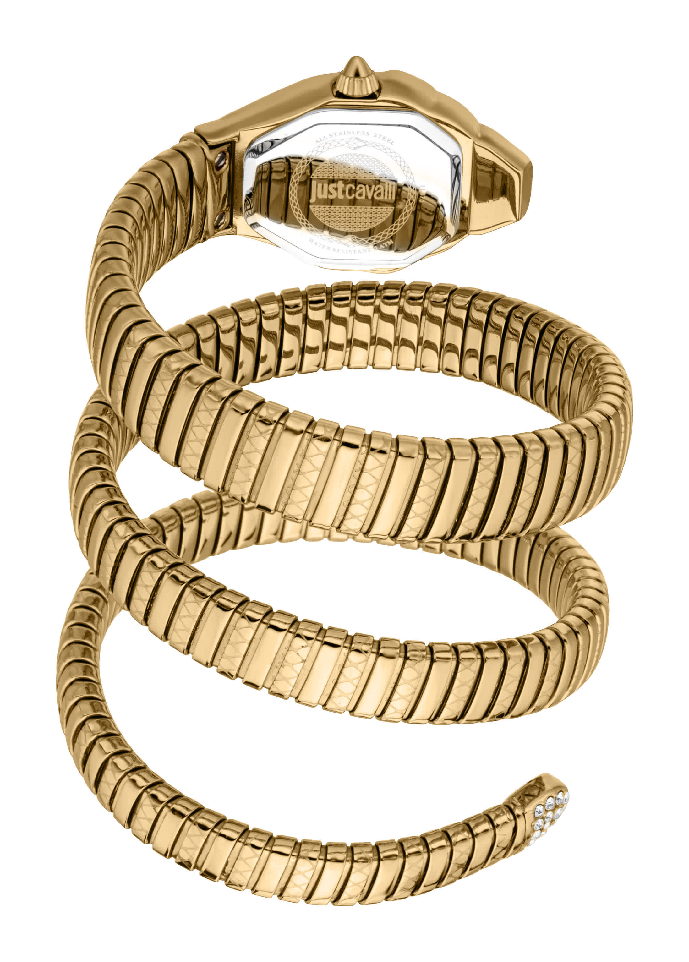 JUST CAVALLI Womens's Snake Watch, Gold Color Case, Silver Dial, Gold Color Stainless Steel Bracelet JC1L370M0075 - Image 3