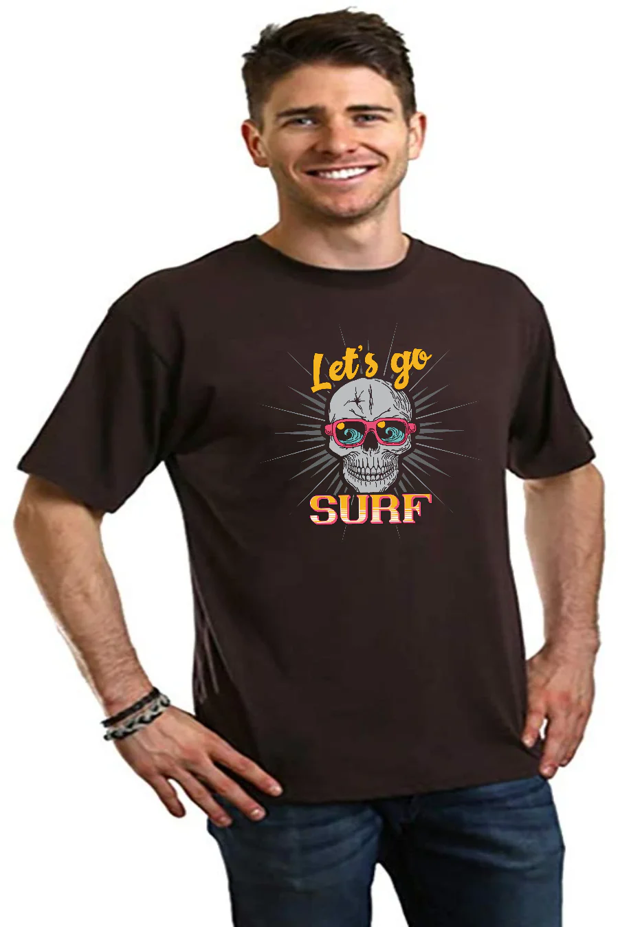 Let`s go SURF Men's Bamboo Viscose/Organic Cotton Short Sleeve Graphic T-Shirt - Image 10