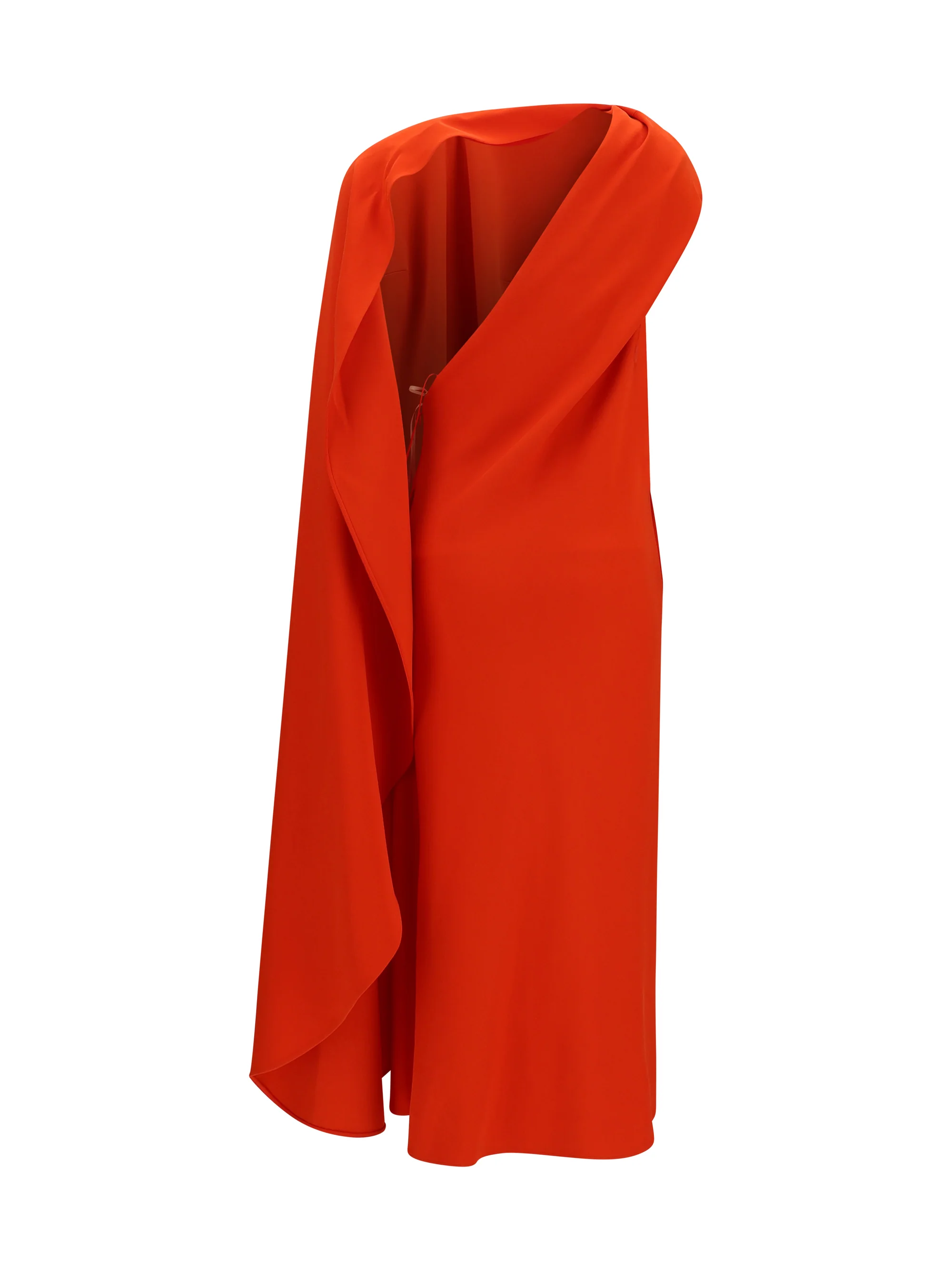 Maxi Dress Draped Silk Sunset Red - Image 3