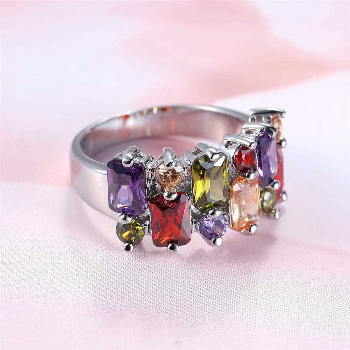 Multicolor Crystal & Silvertone Radiant-Cut Pavé Ring - Image 5