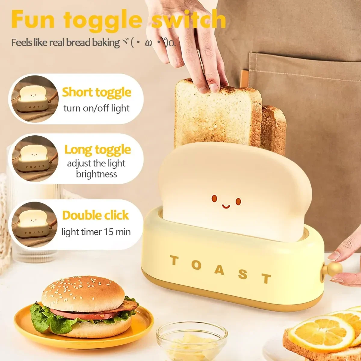 Novelty Cartoon Bread LED Nightlight - Image 10