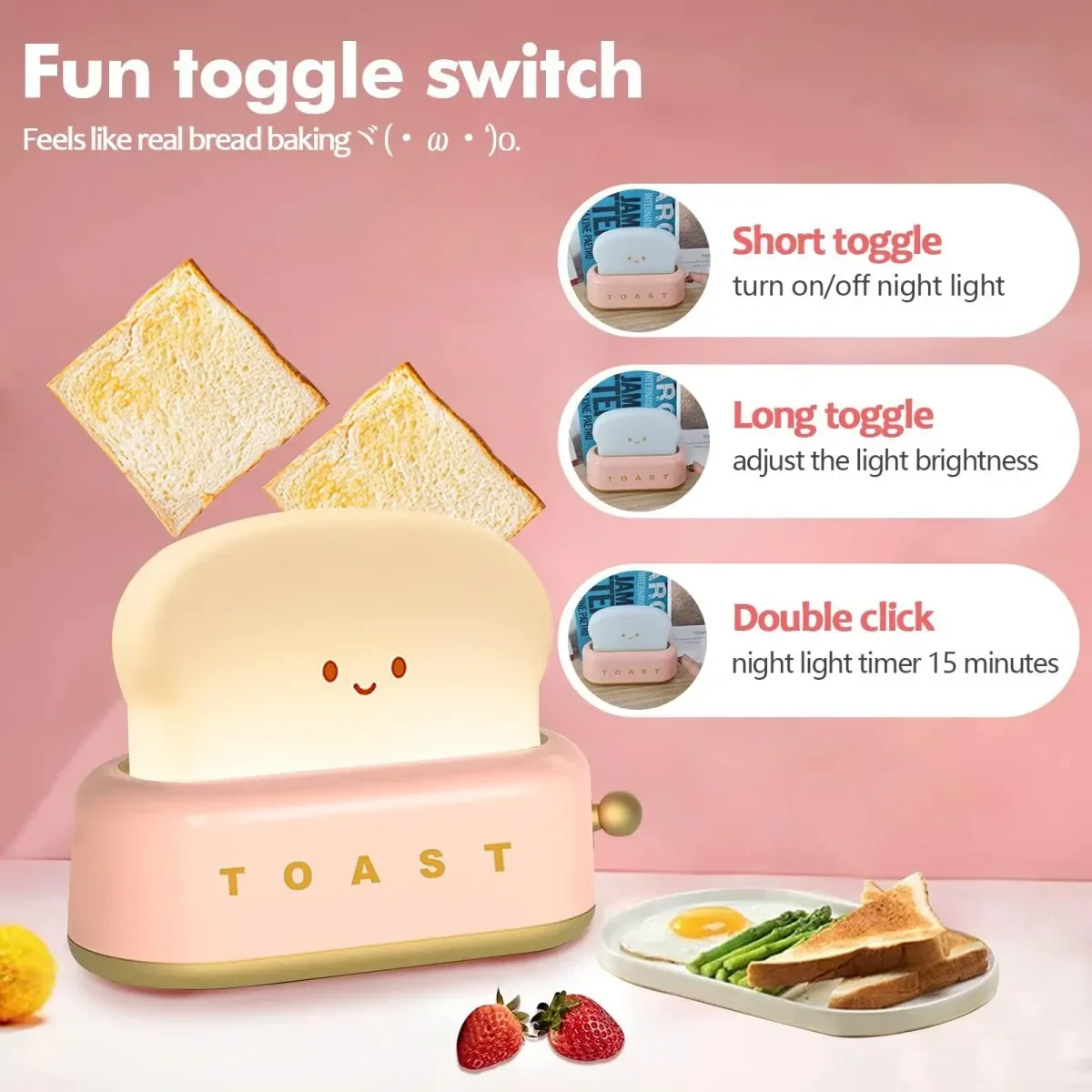 Novelty Cartoon Bread LED Nightlight - Image 7