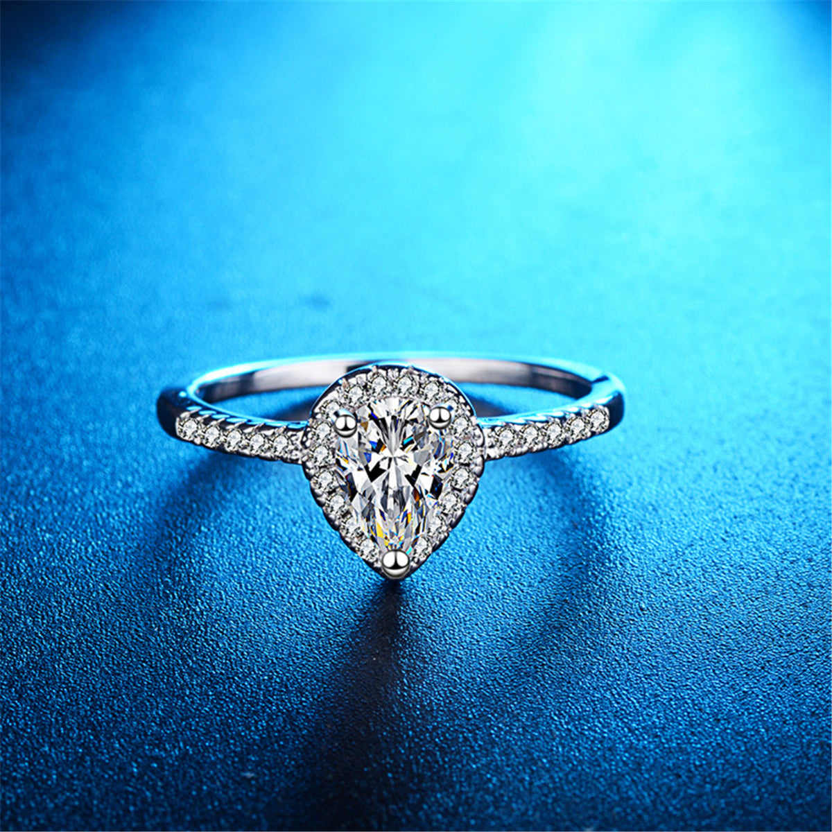 Pear-Cut Crystal & Silvertone Teardrop Ring - Image 6